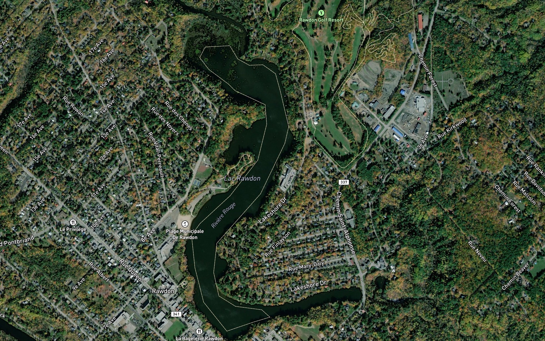 Satellite map of the Lac Rawdon