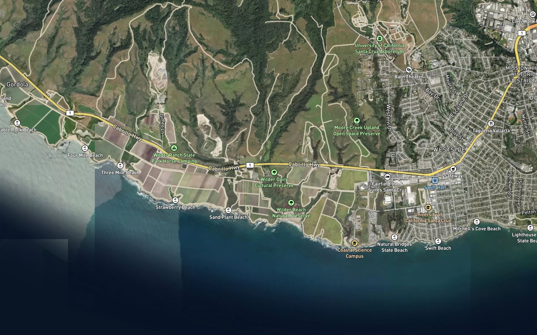 Satellite map of the Meder Creek