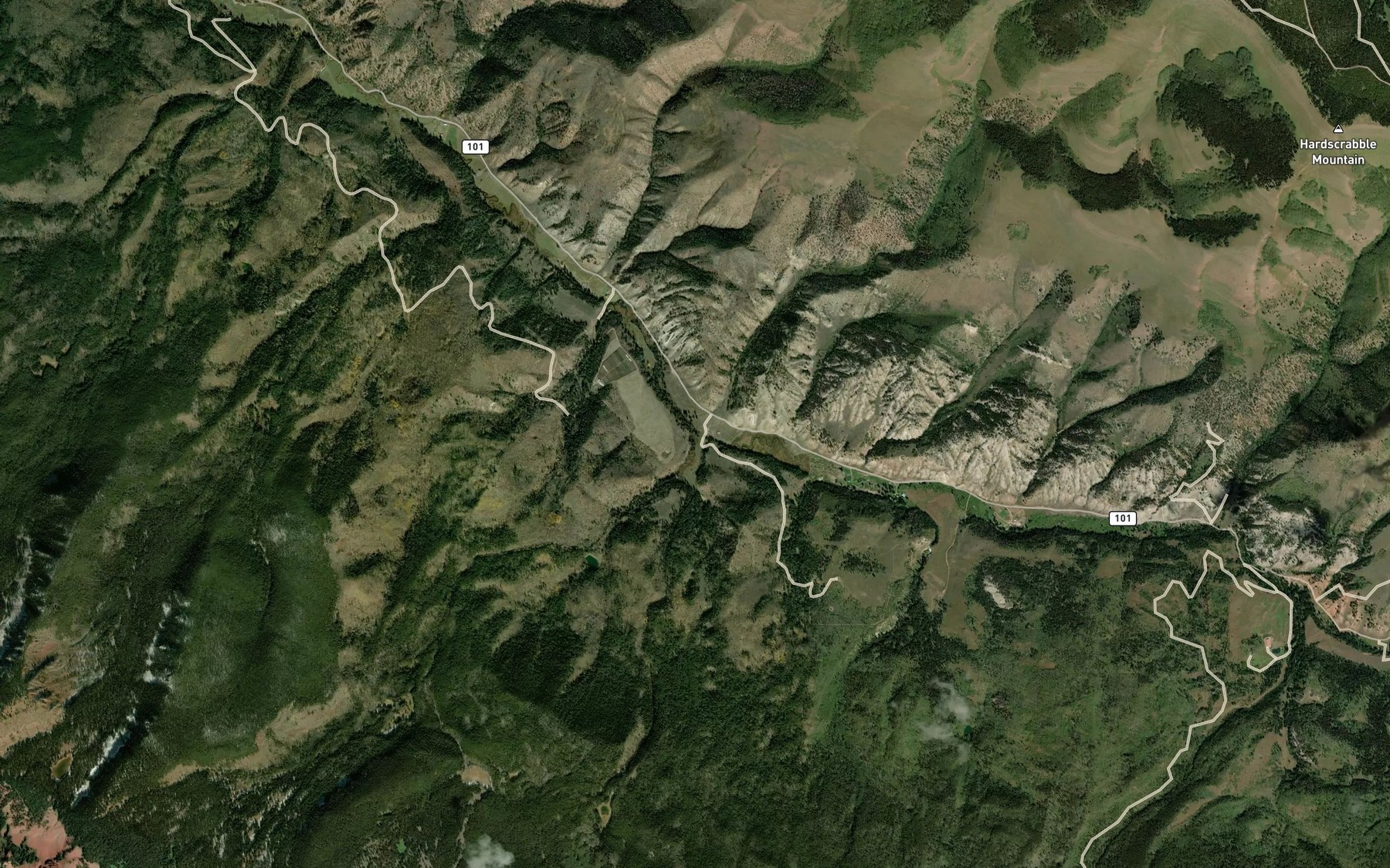 Satellite map of the Sourdough Creek