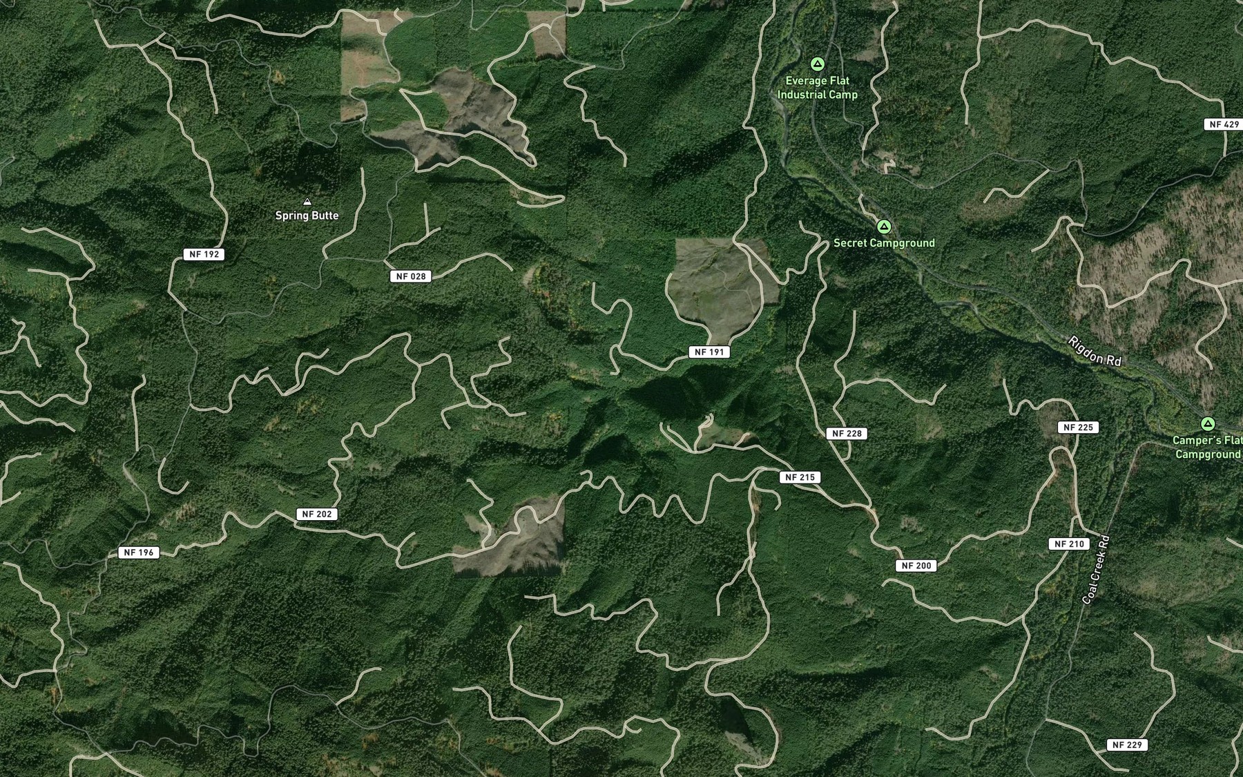 Satellite map of the North Fork Indian Creek