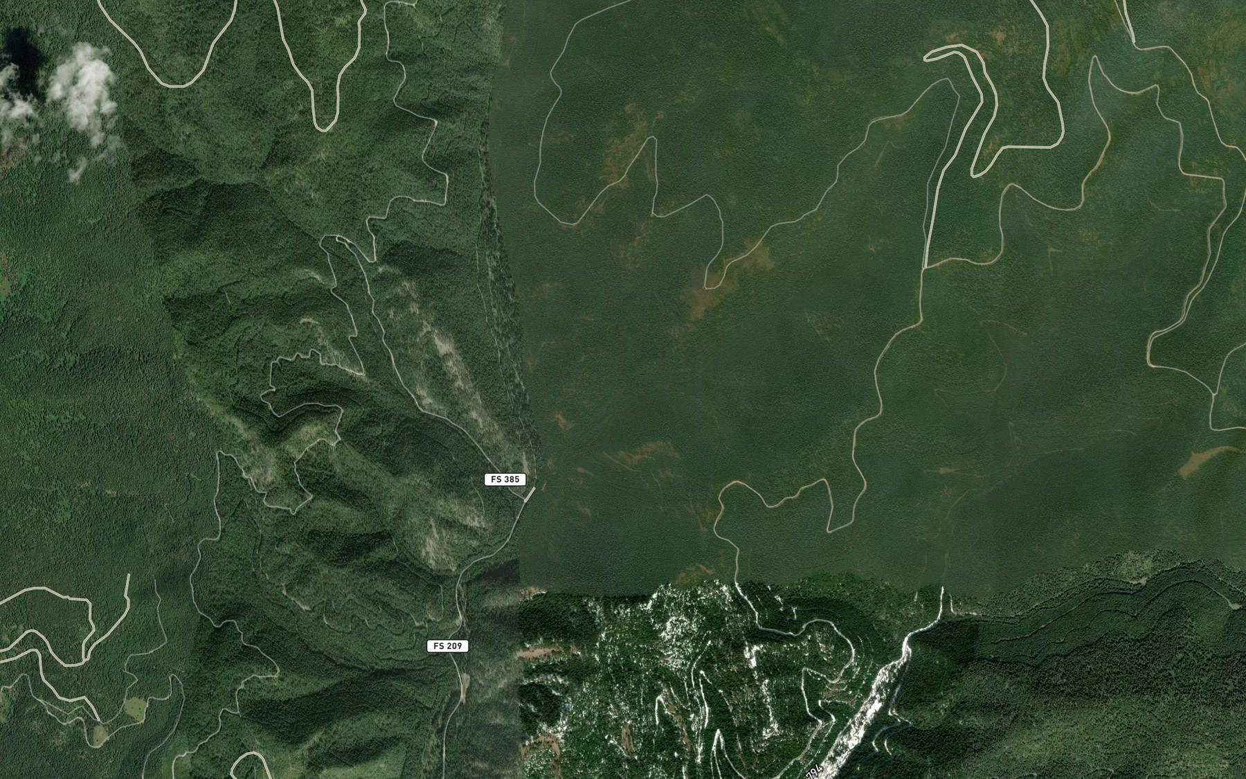 Satellite map of the East Fork Solitaire Creek