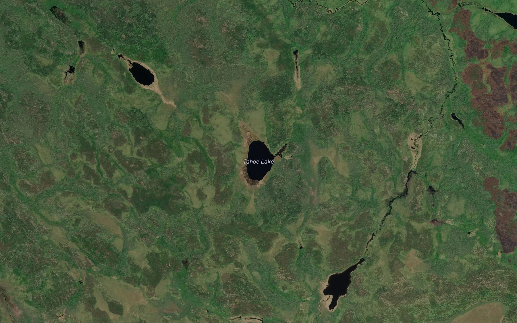 Satellite map of the Tahoe Lake