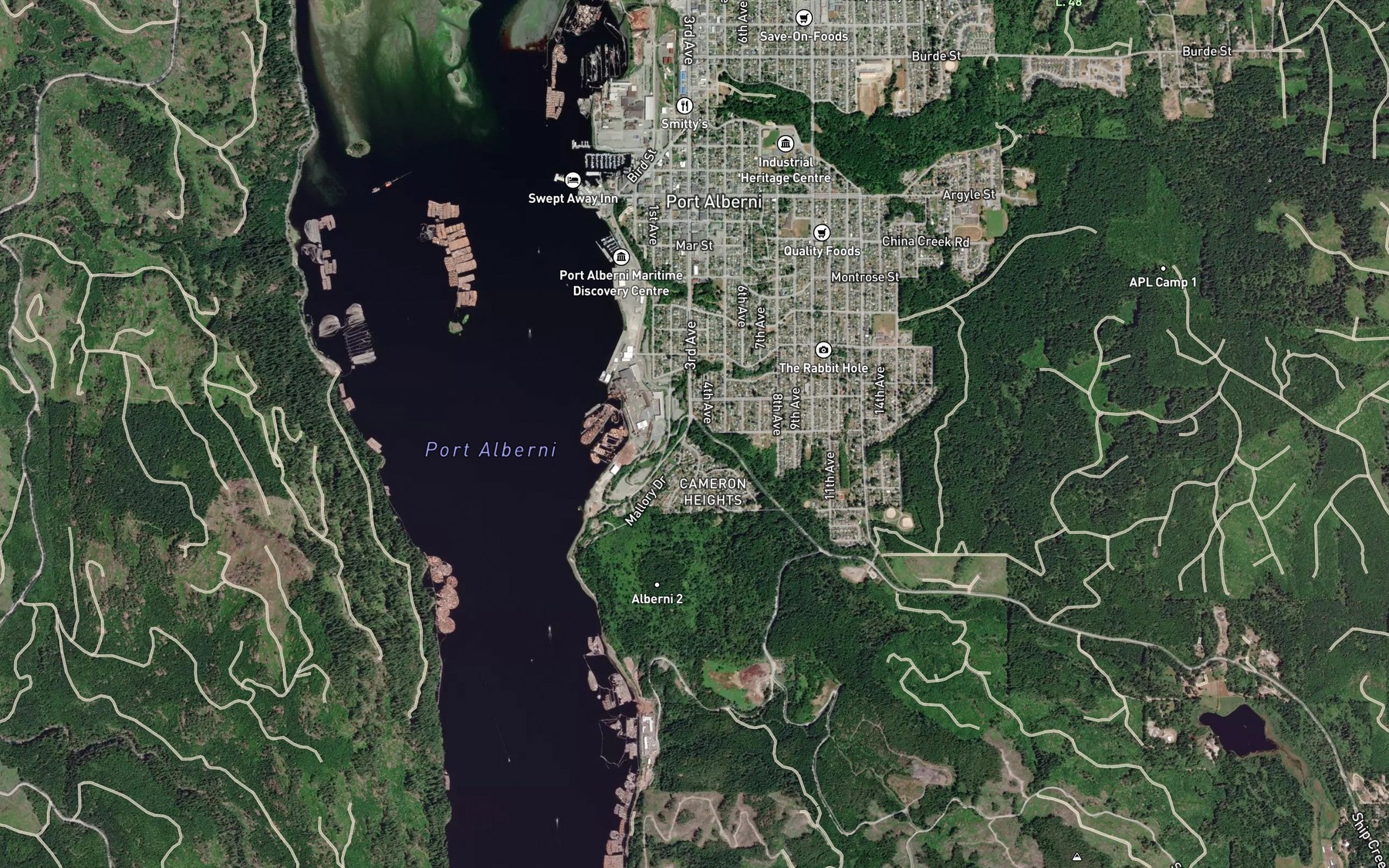 Satellite map of the Ship Creek