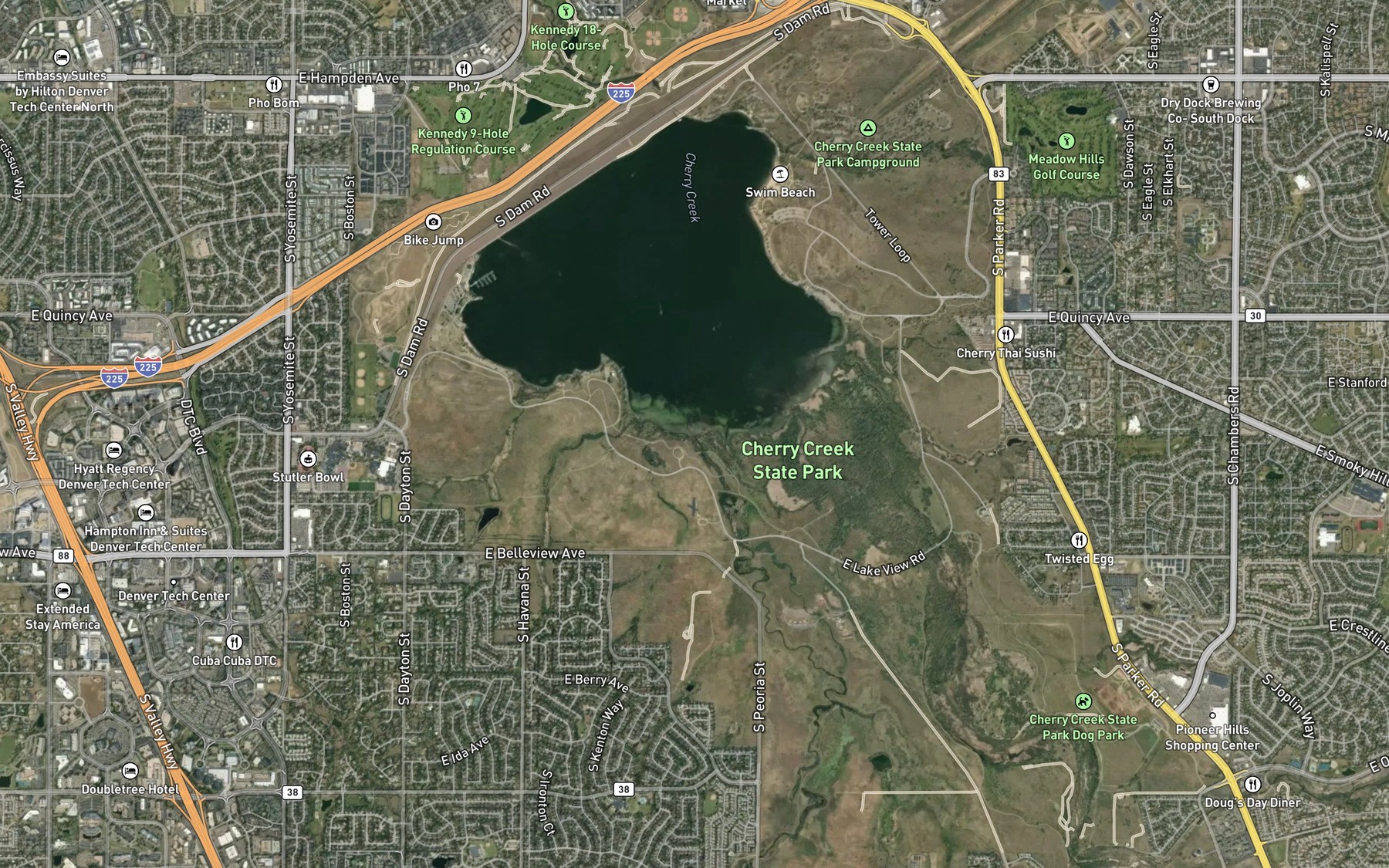 Satellite map of the Cottonwood Creek