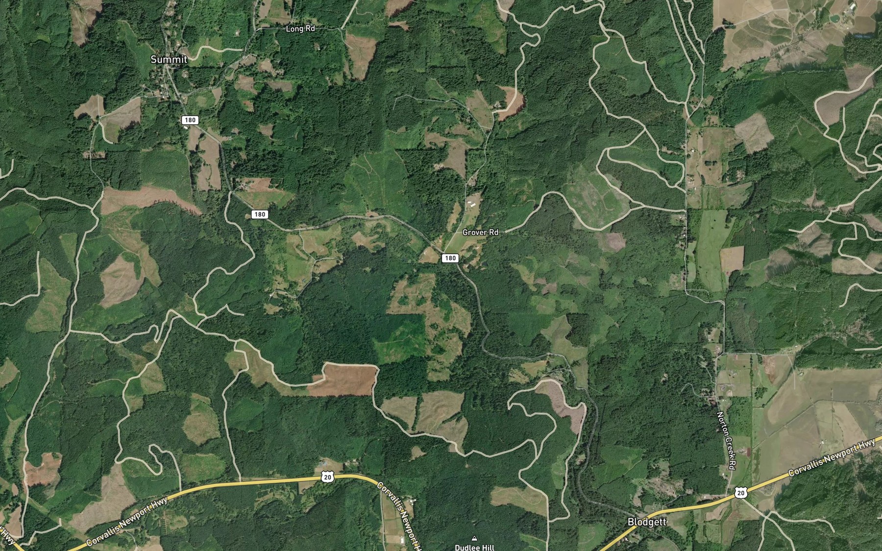 Satellite map of the Clark Creek
