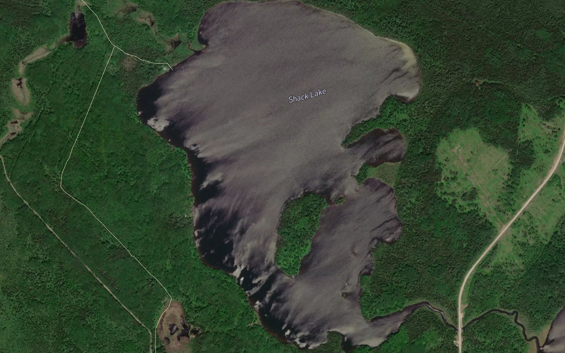 Satellite map of the Shack Lake