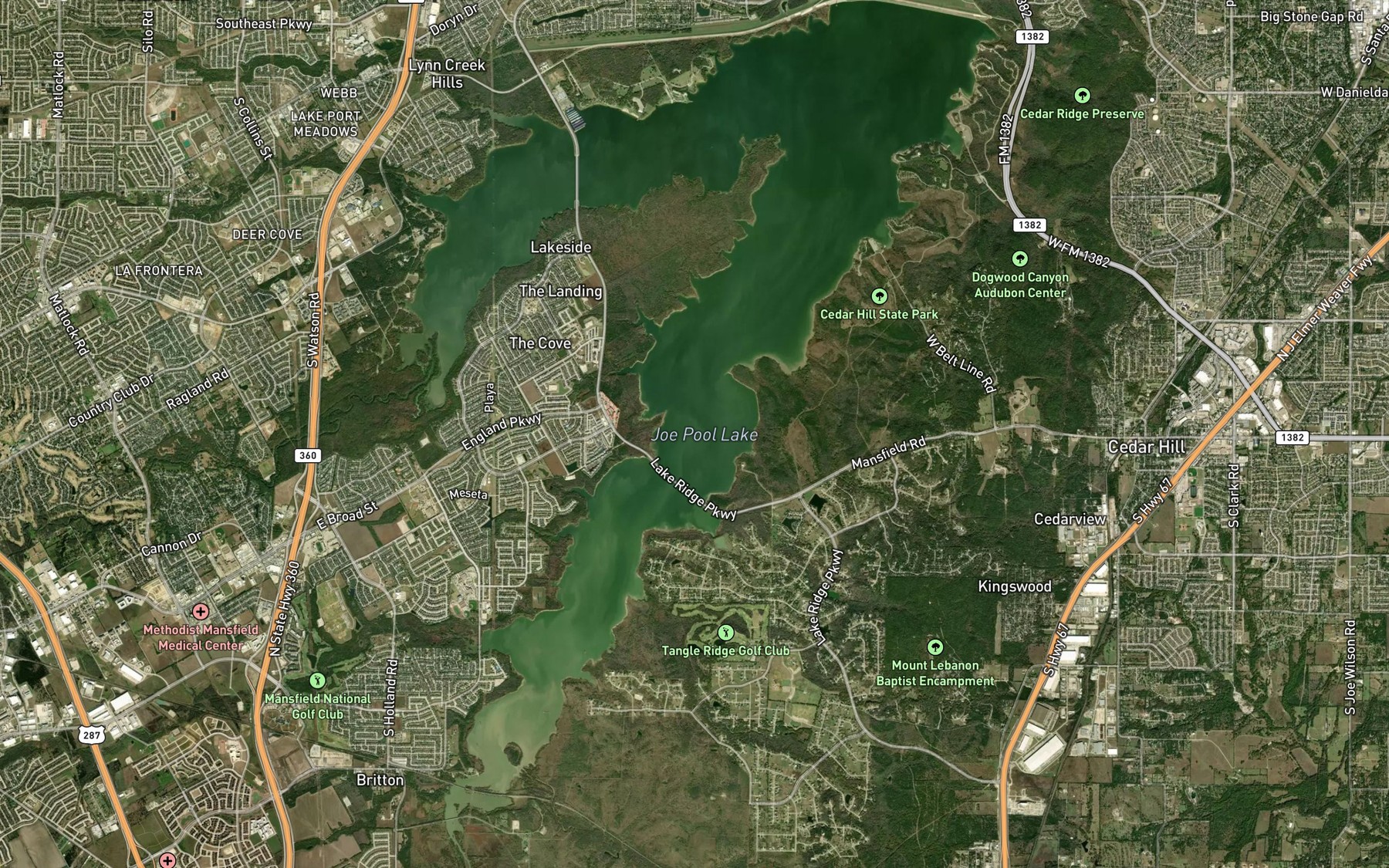Satellite map of the Joe Pool overlook