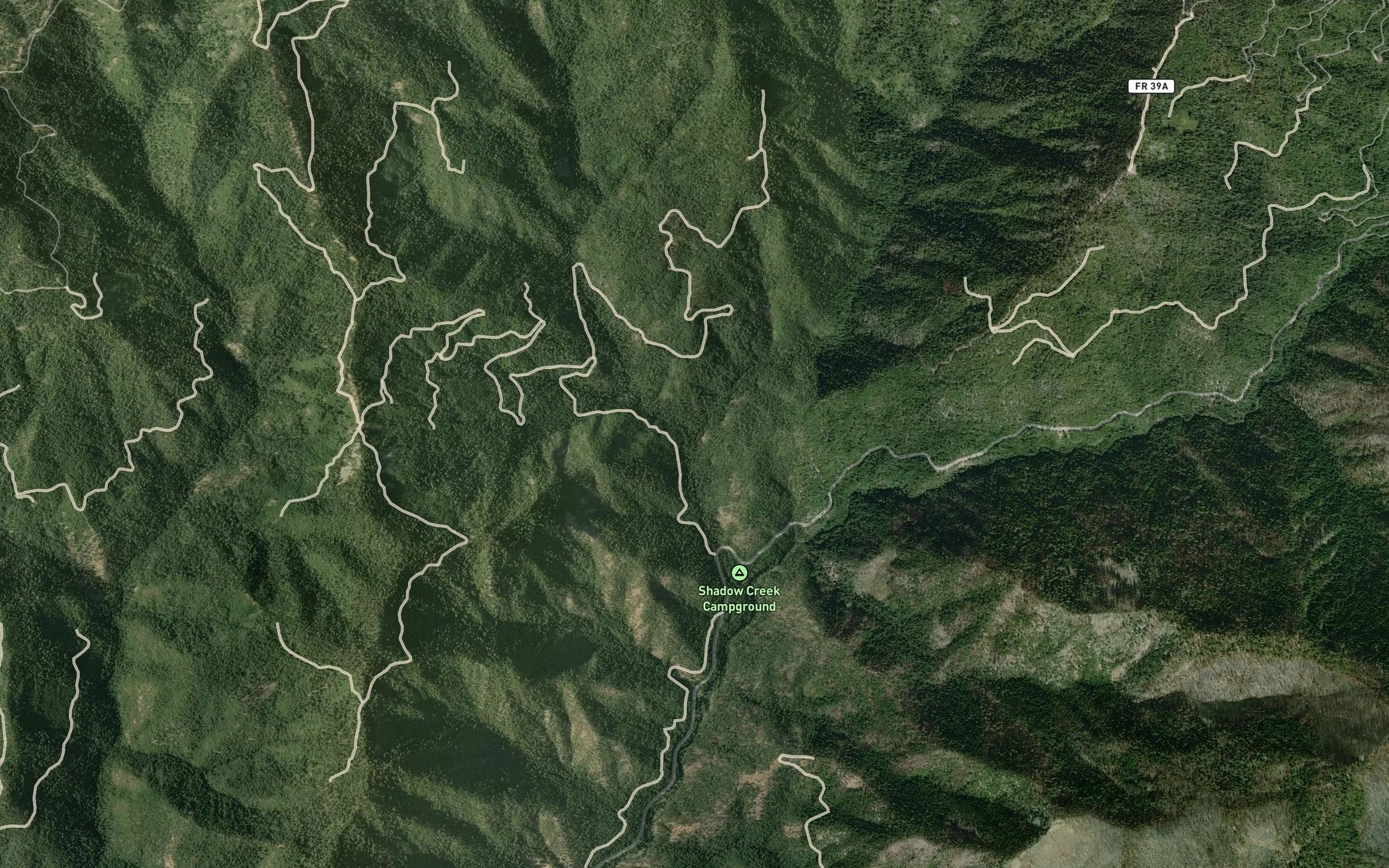 Satellite map of the West Fork Shadow Creek