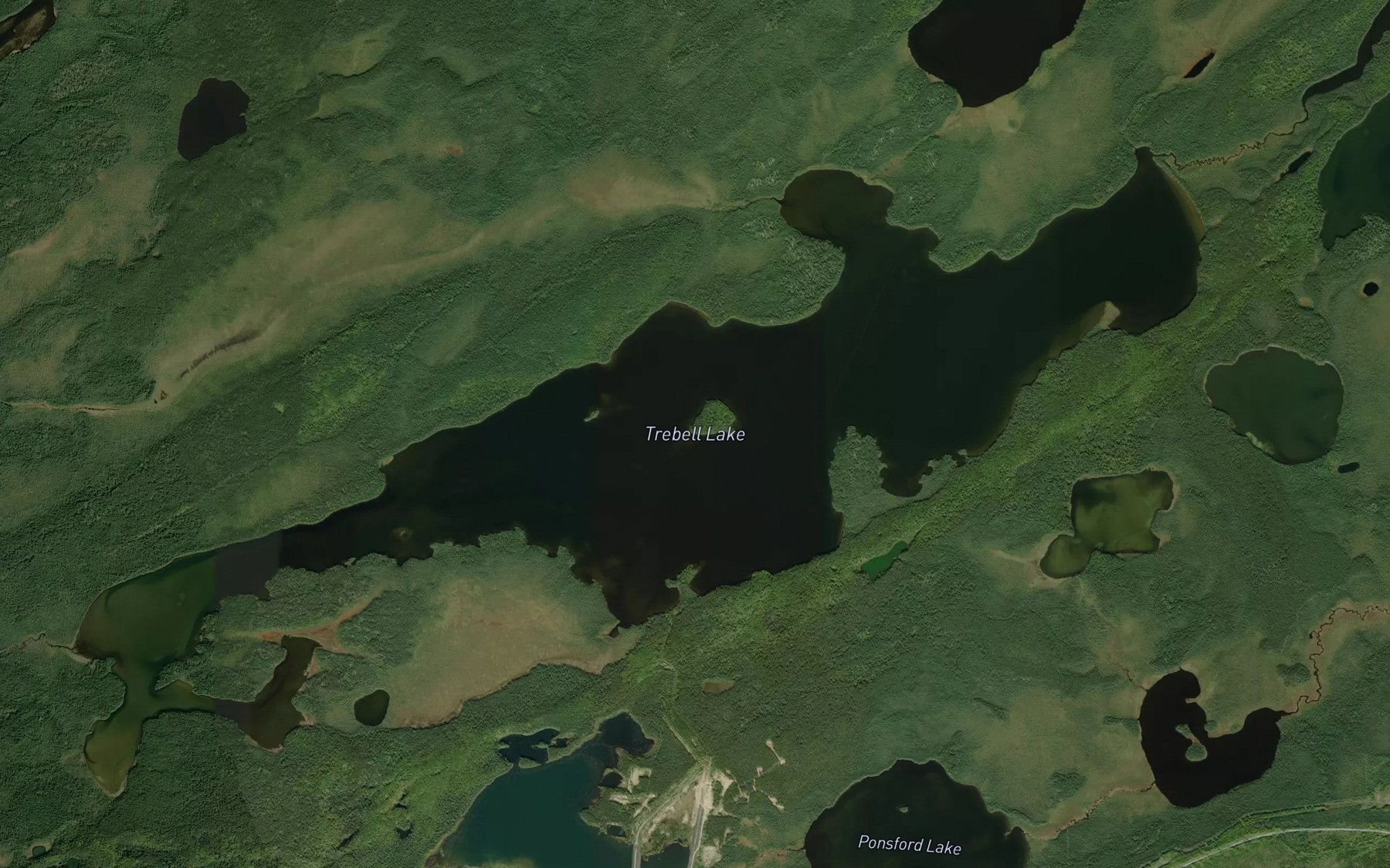 Satellite map of the Trebell Lake