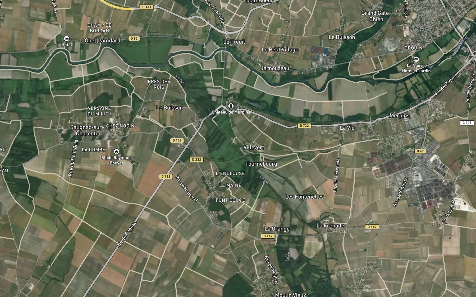 Satellite map of the Canal du Ne