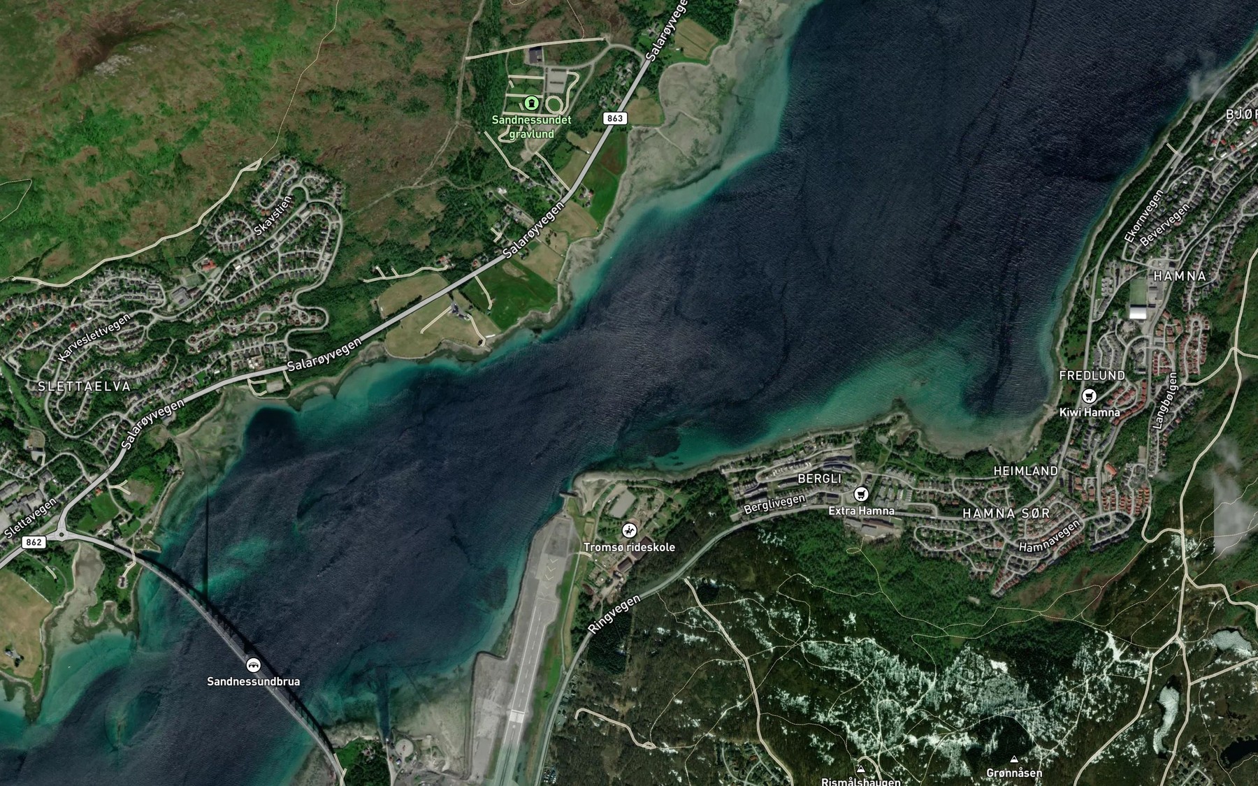 Satellite map of the Sandnessundet
