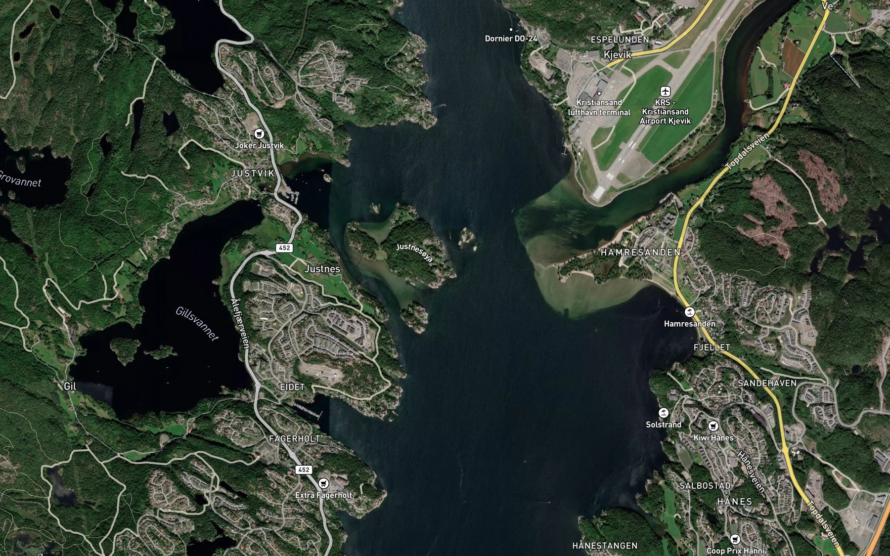 Satellite map of the Solviga