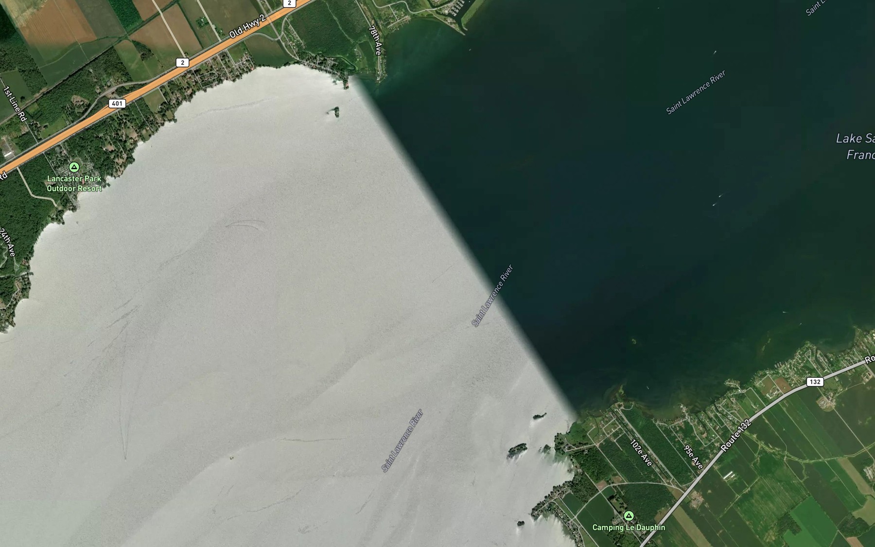 Satellite map of the Lac St-Francois