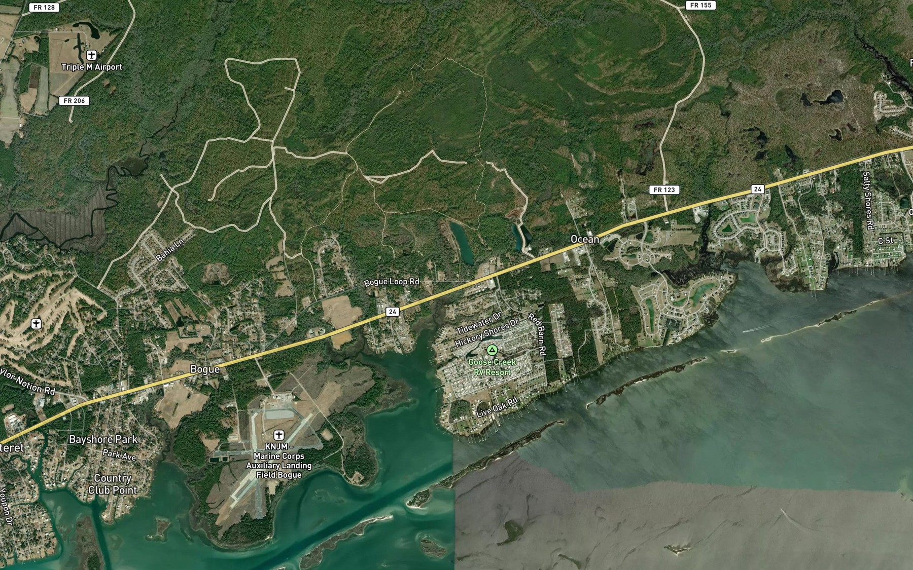 Satellite map of the Sanders Creek