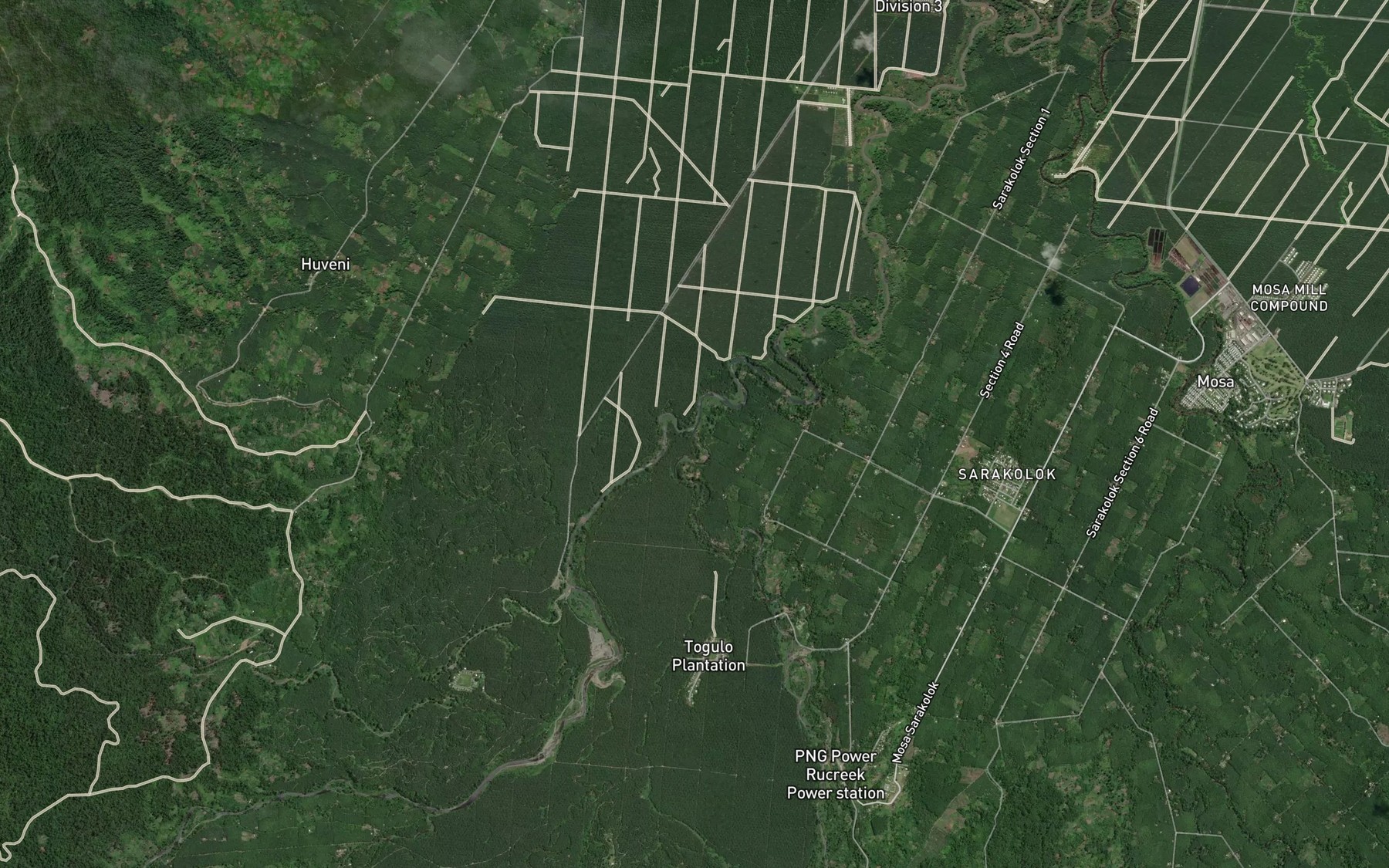 Satellite map of the Ru Creek
