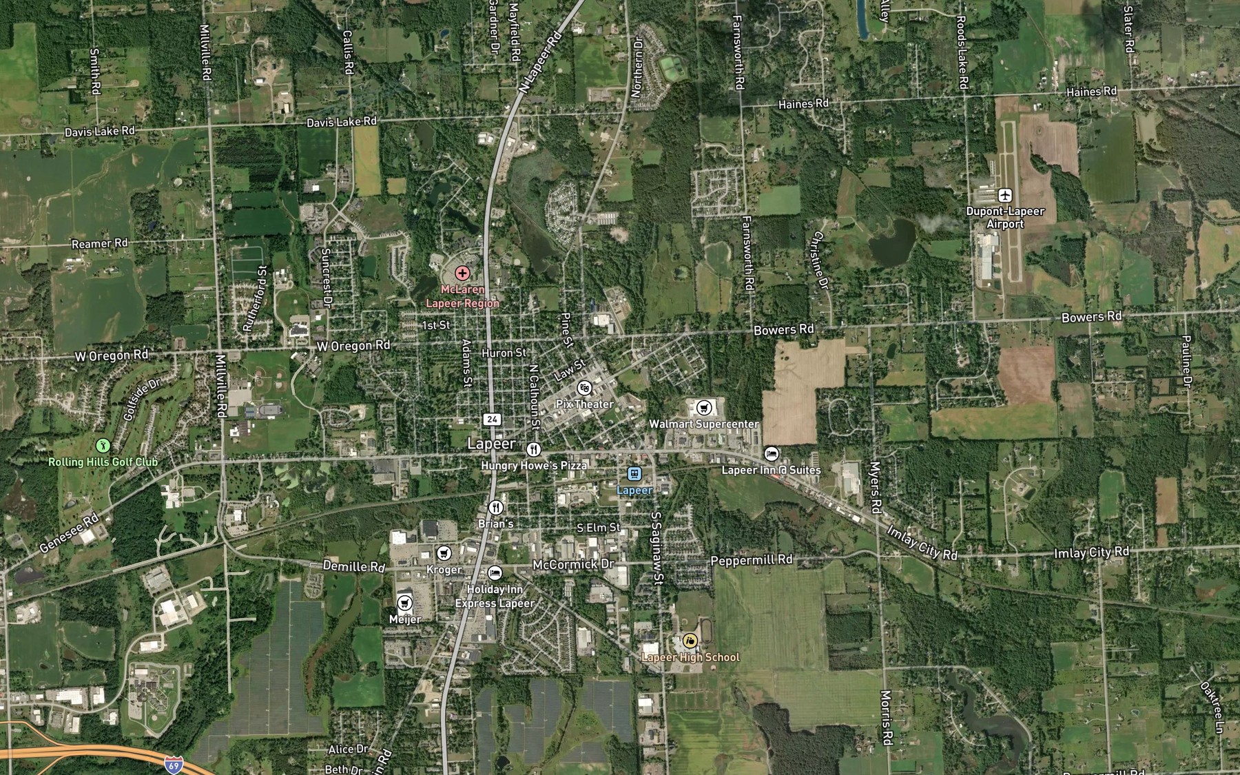 Satellite map of the Farmers Creek