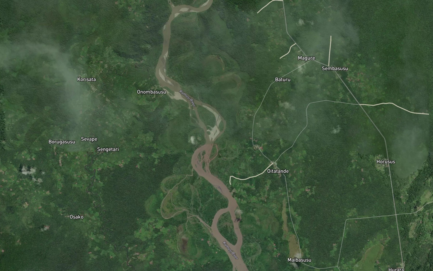 Satellite map of the Kumusi River