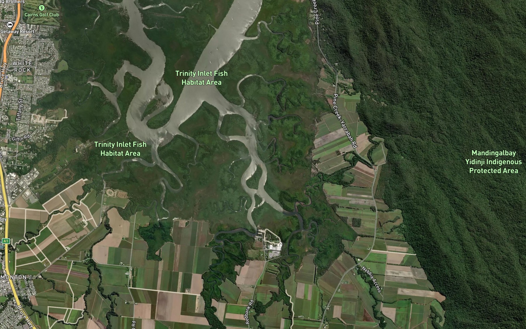 Satellite map of the Mackeys Creek