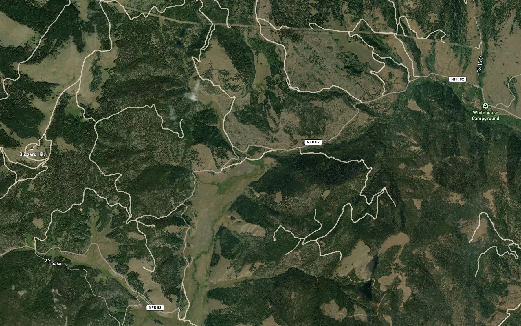 Satellite map of the Cabin Creek
