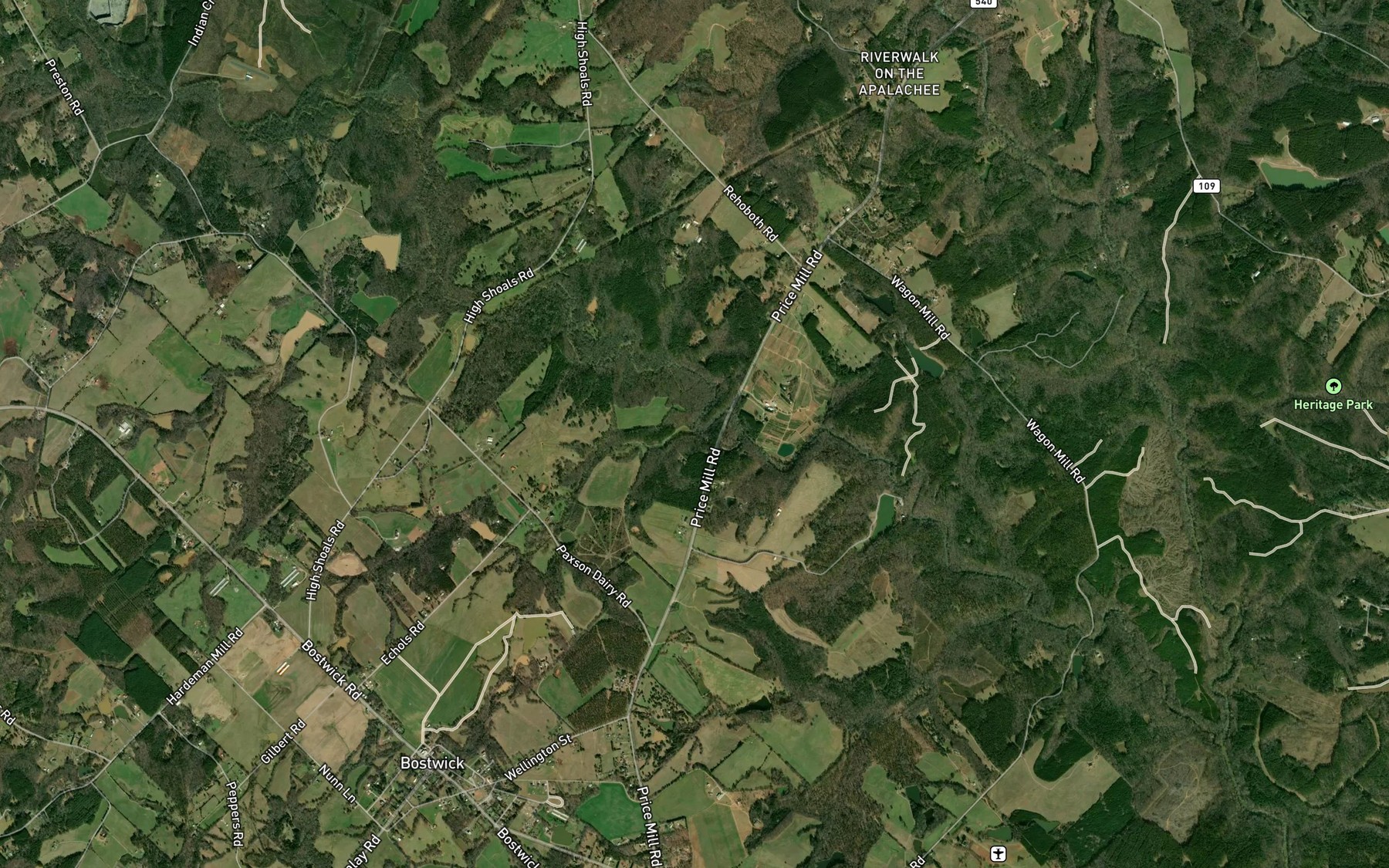 Satellite map of the Bucks Creek