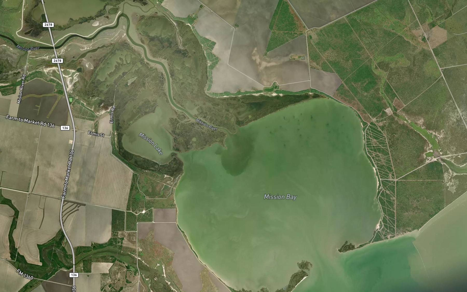 Satellite map of the Mission River