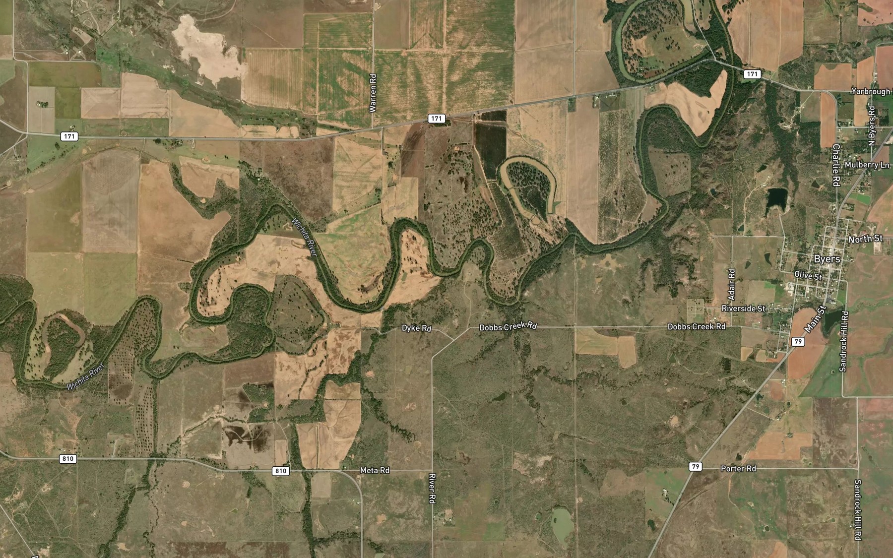Satellite map of the Hay Creek
