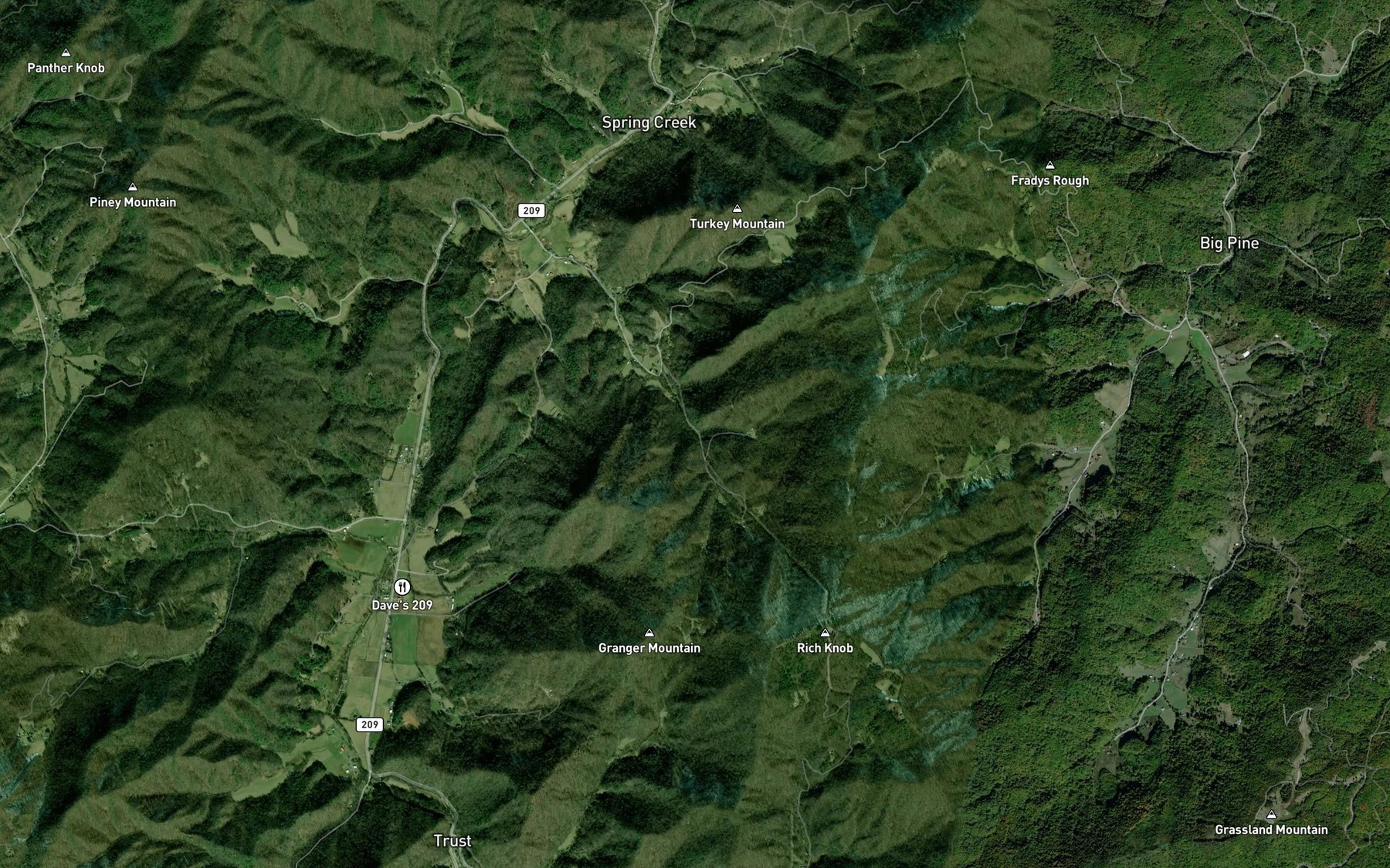 Satellite map of the Panther Branch