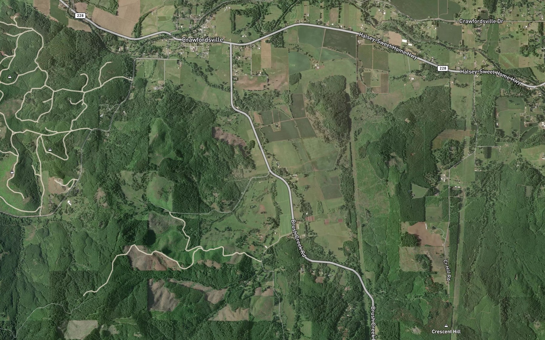Satellite map of the West Brush Creek