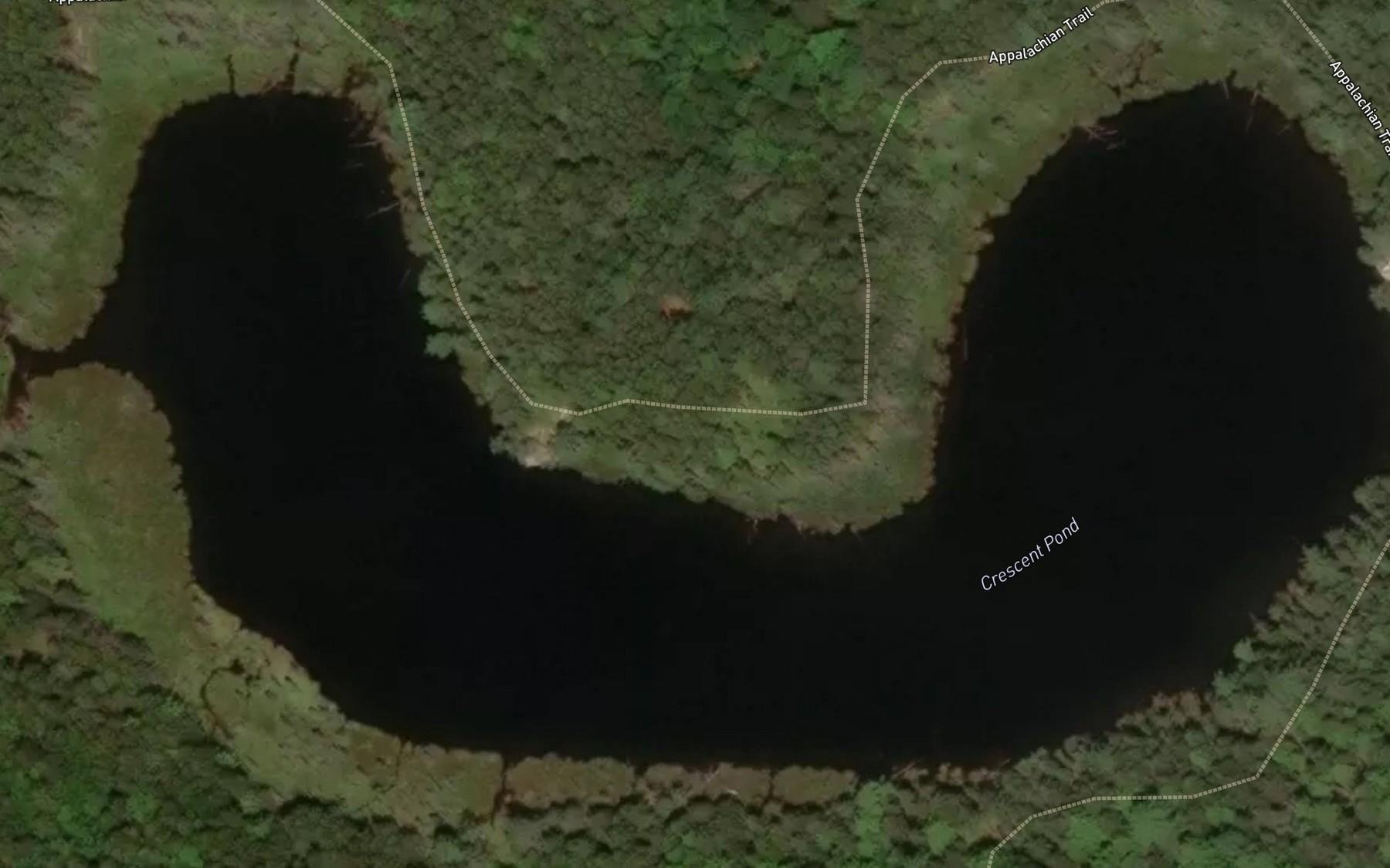Satellite map of the Crescent Pond