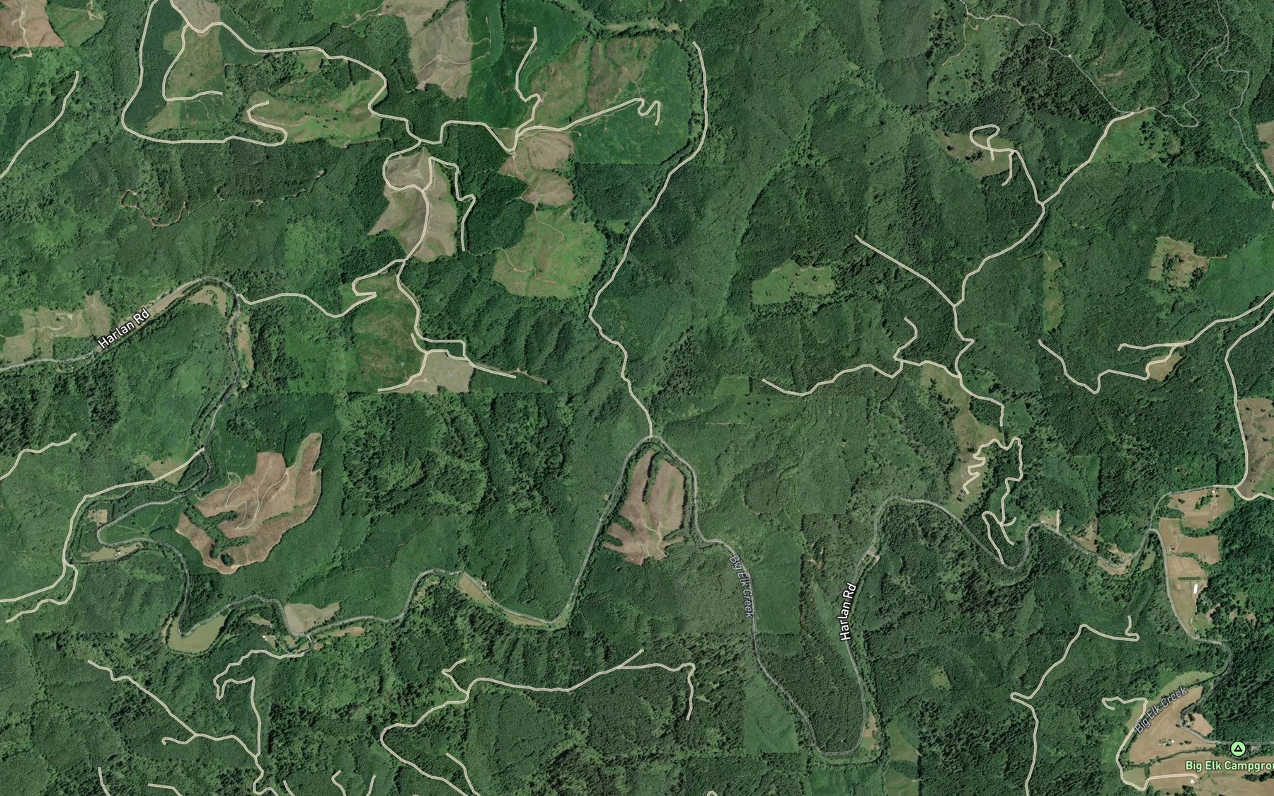 Satellite map of the Cougar Creek