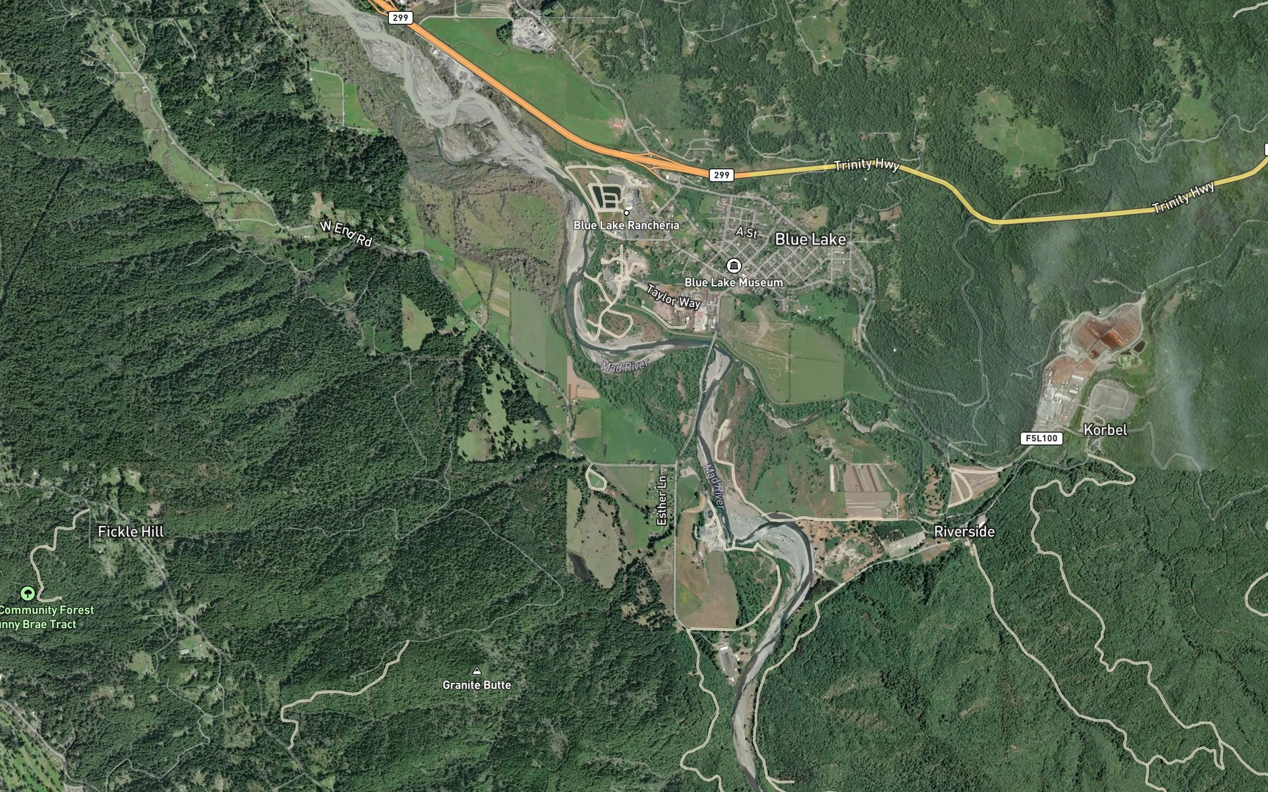 Satellite map of the Palmer Creek