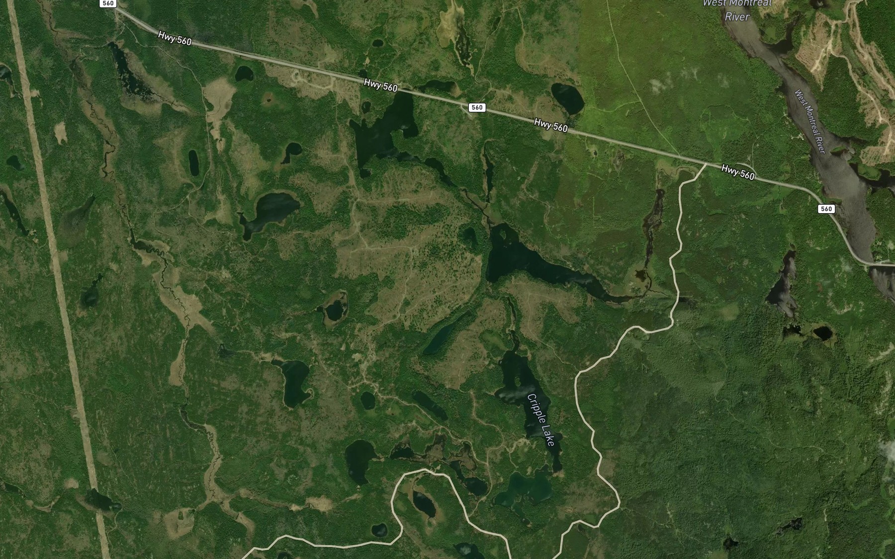 Satellite map of the Spade Creek