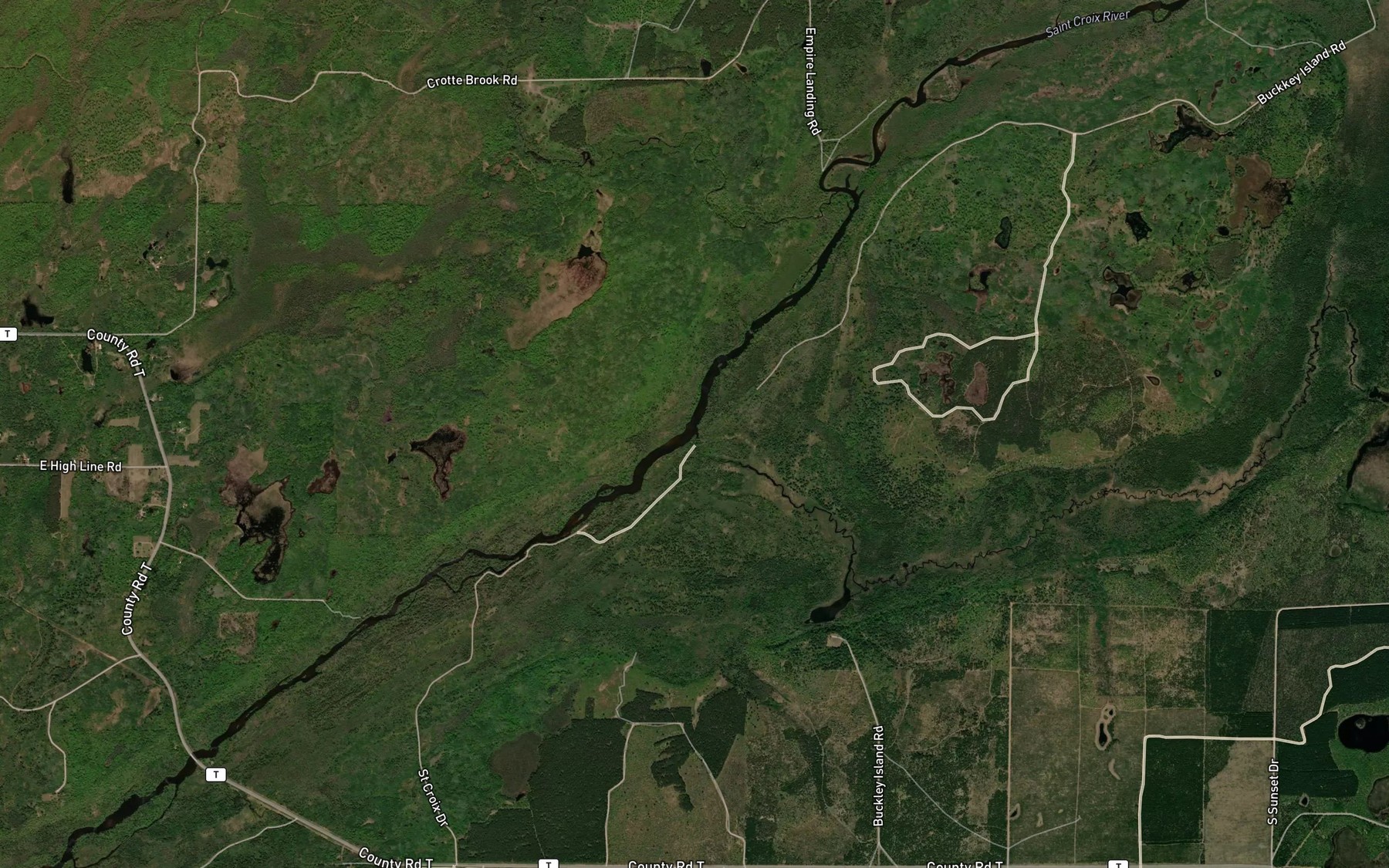 Satellite map of the Buckley Creek
