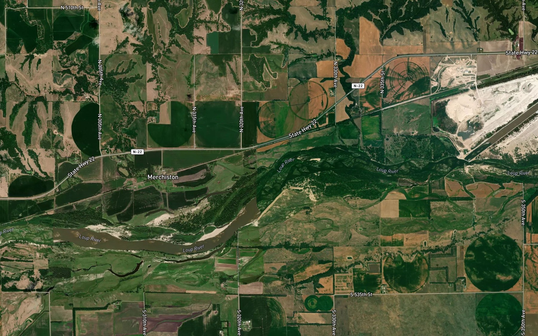 Satellite map of the Plum Creek