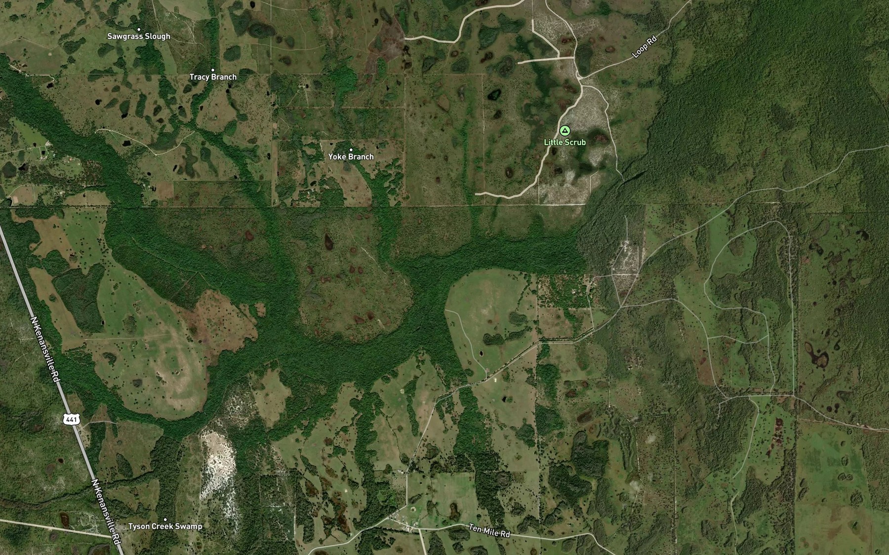 Satellite map of the Yoke Branch