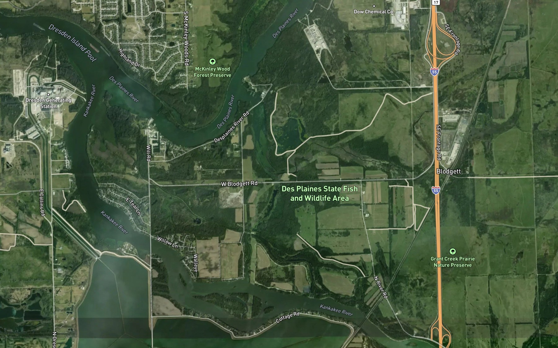 Satellite map of the Grant Creek