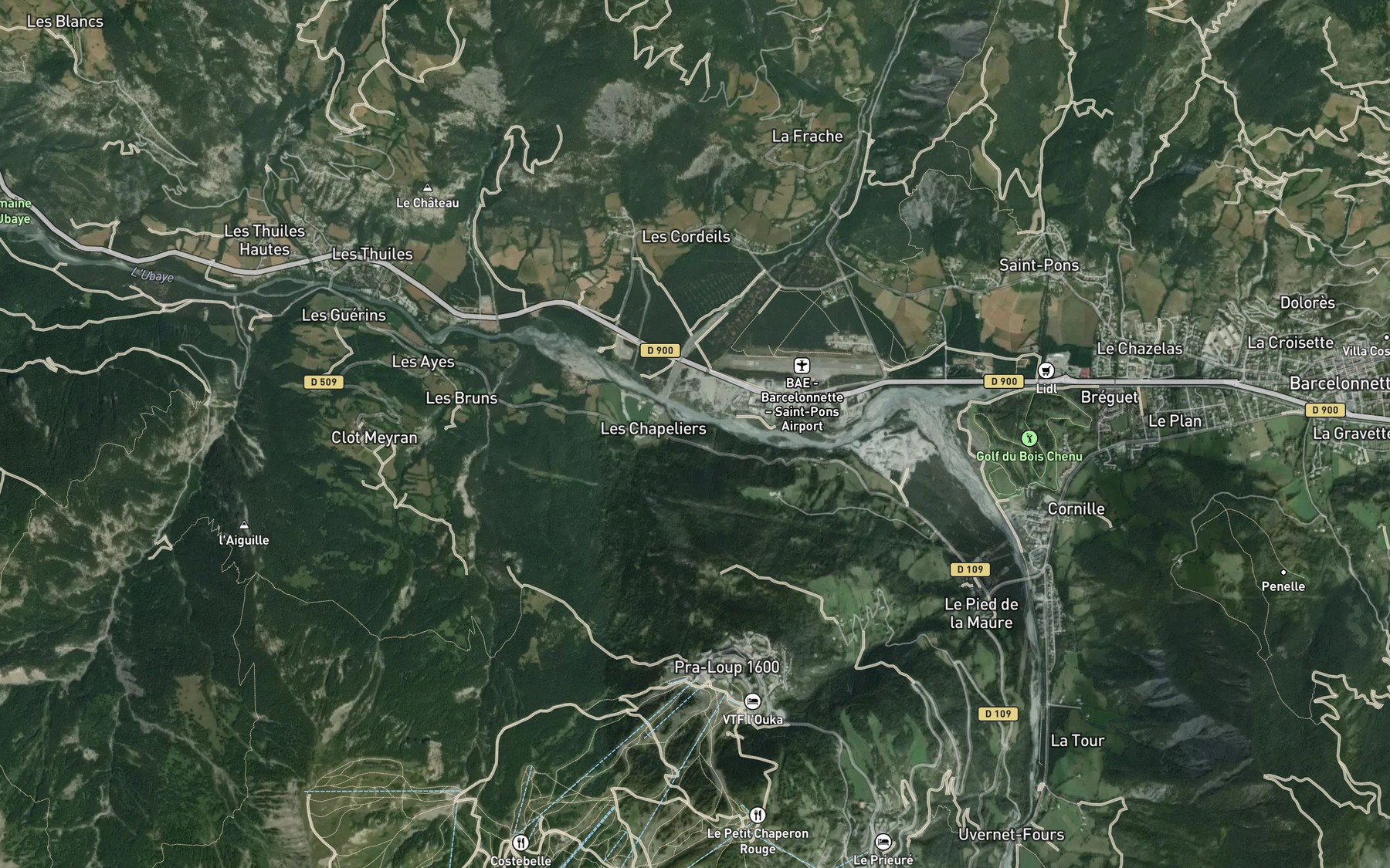 Satellite map of the Riou Bourdoux
