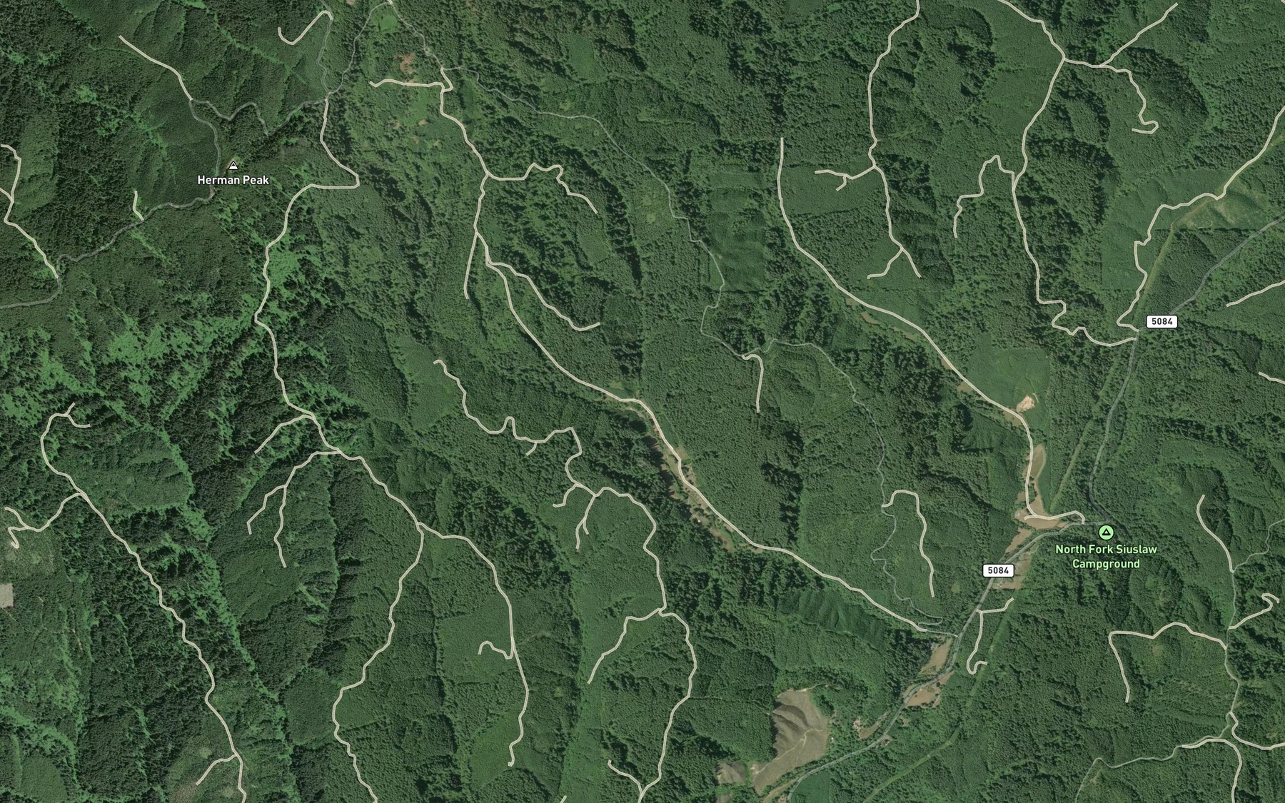 Satellite map of the Right Fork Drew Creek