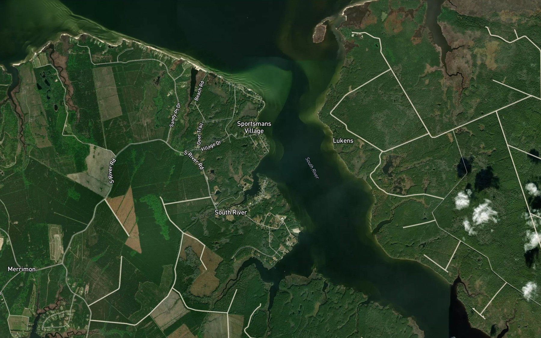 Satellite map of the Hardy Creek