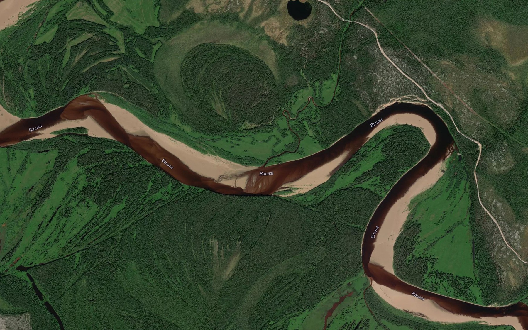 Satellite map of the Severnaya Tseb'yuga