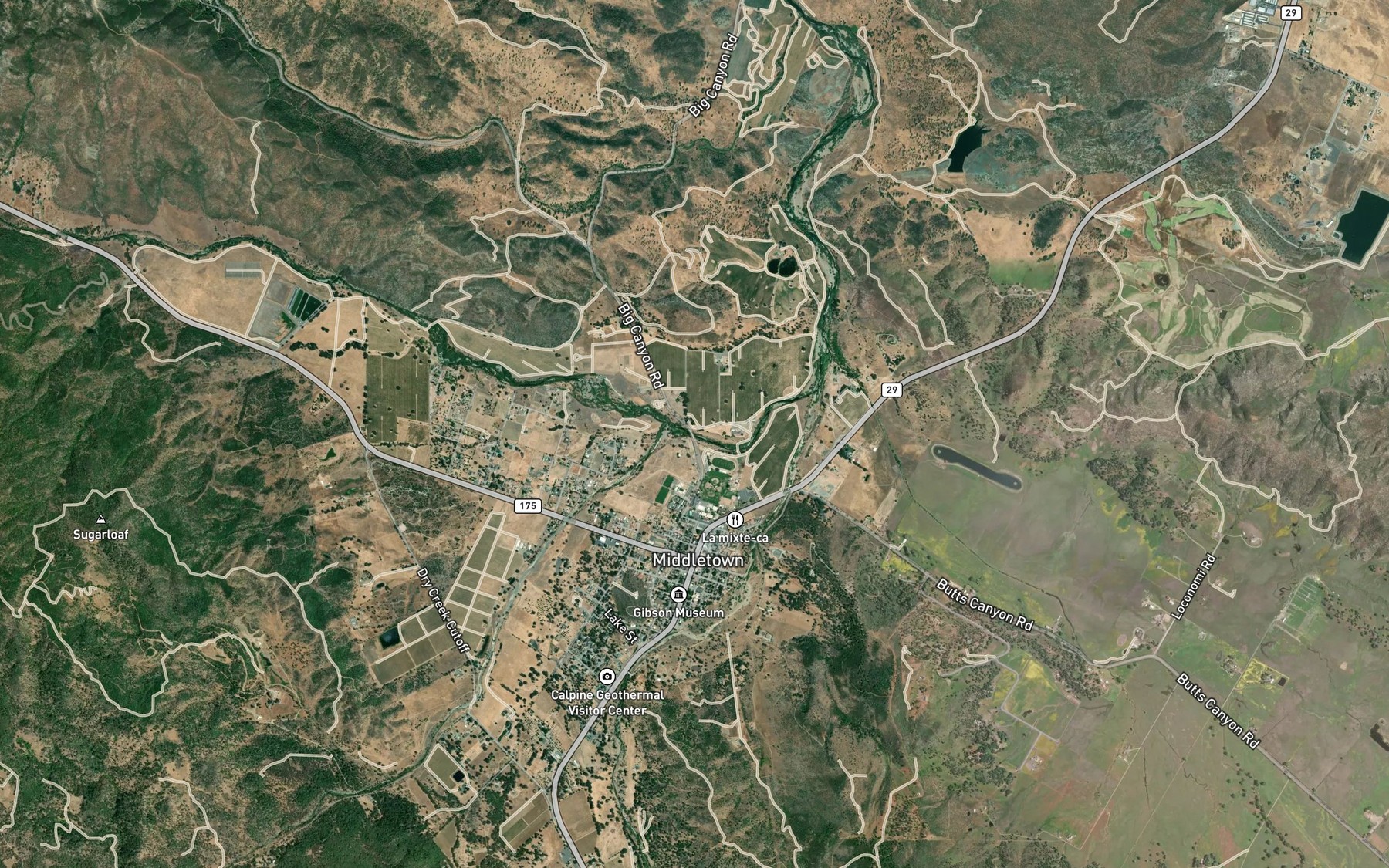 Satellite map of the Dry Creek