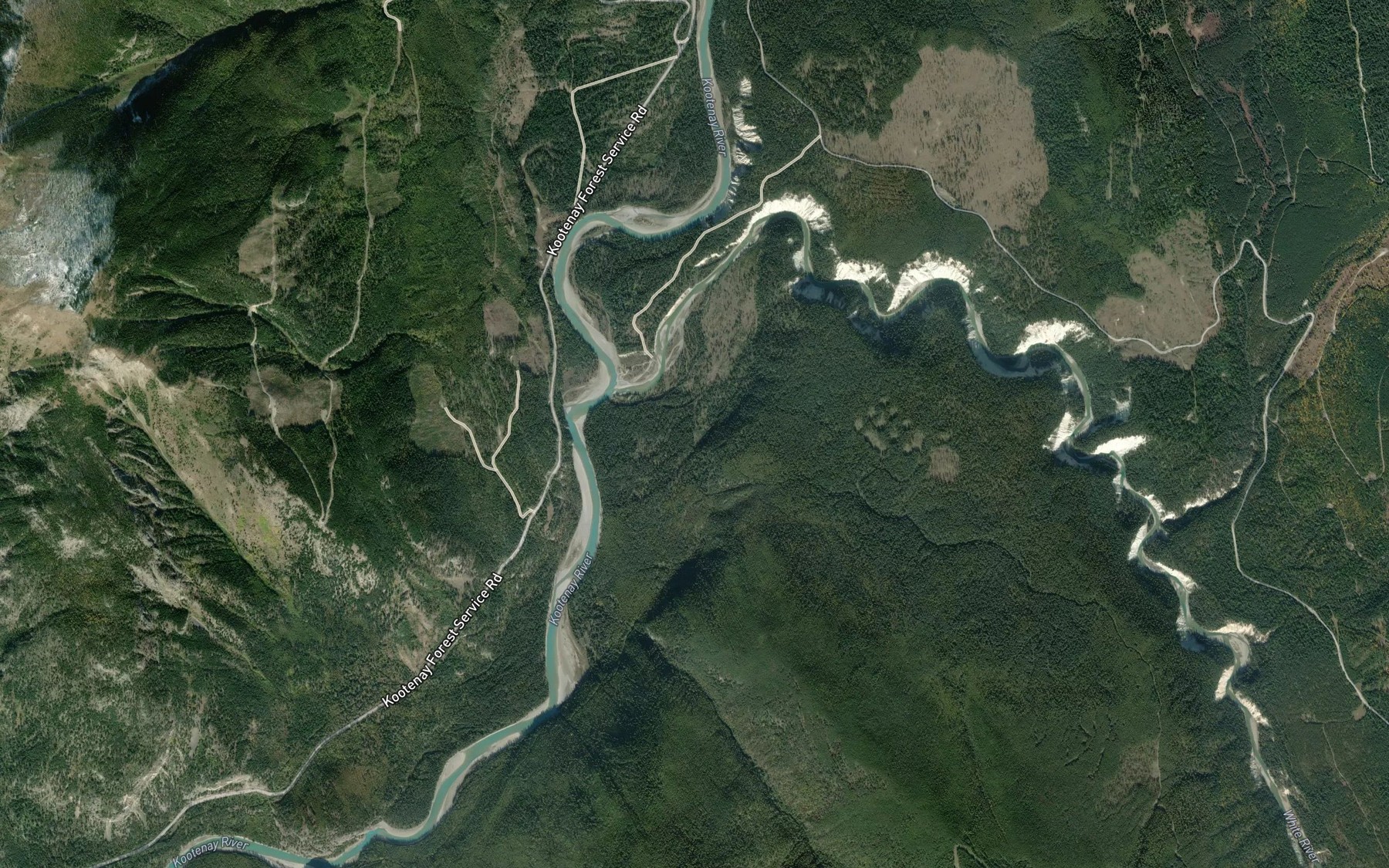 Satellite map of the White River
