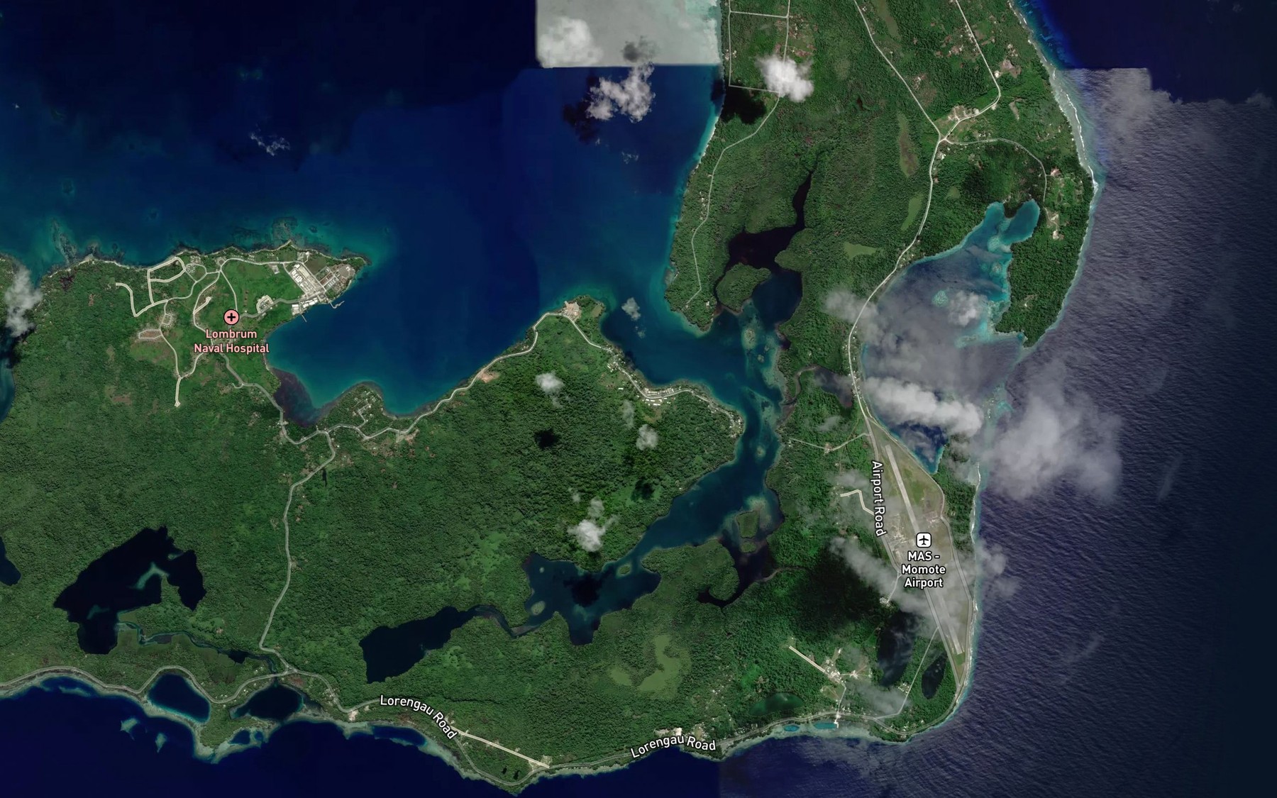 Satellite map of the Lombrum Bay