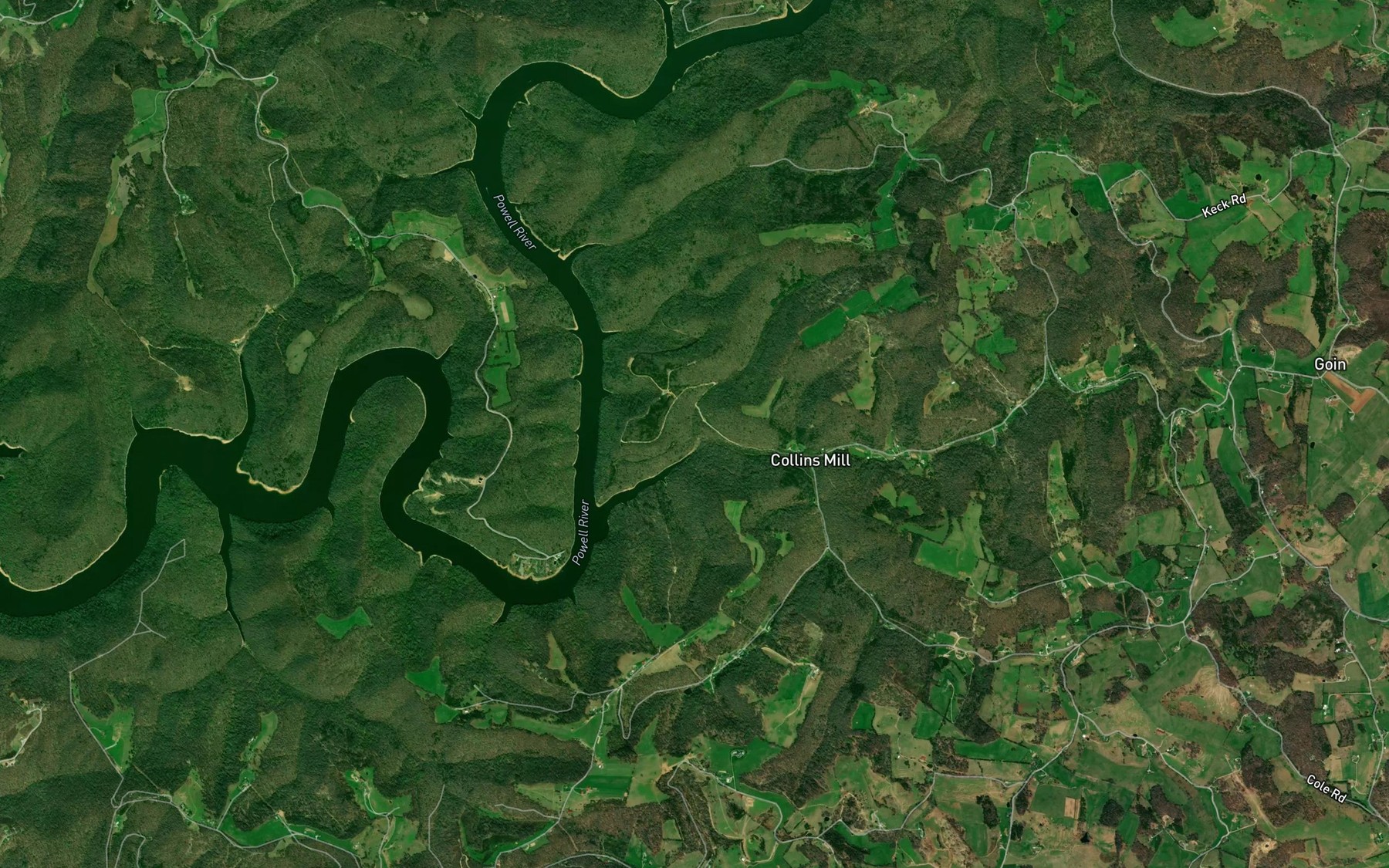 Satellite map of the Yellow Branch