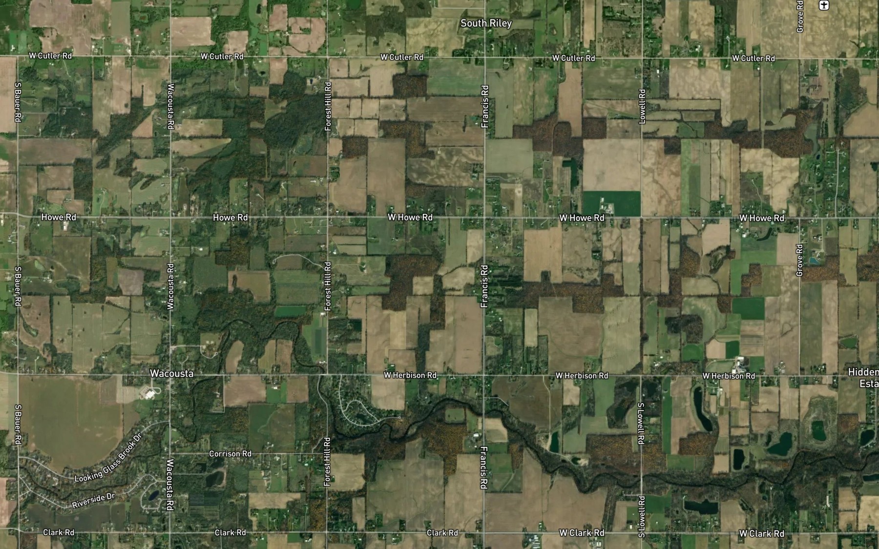 Satellite map of the Smith Drain