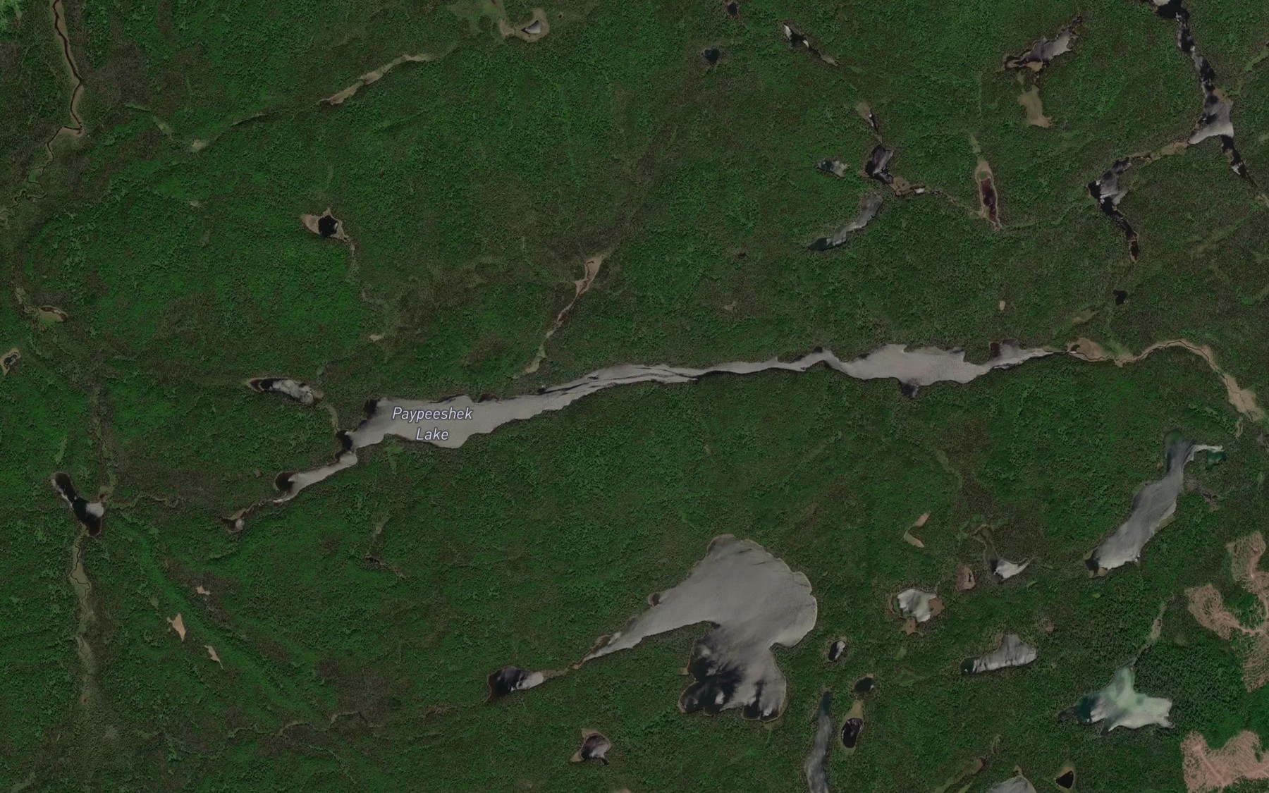 Satellite map of the Paypeeshek Lake