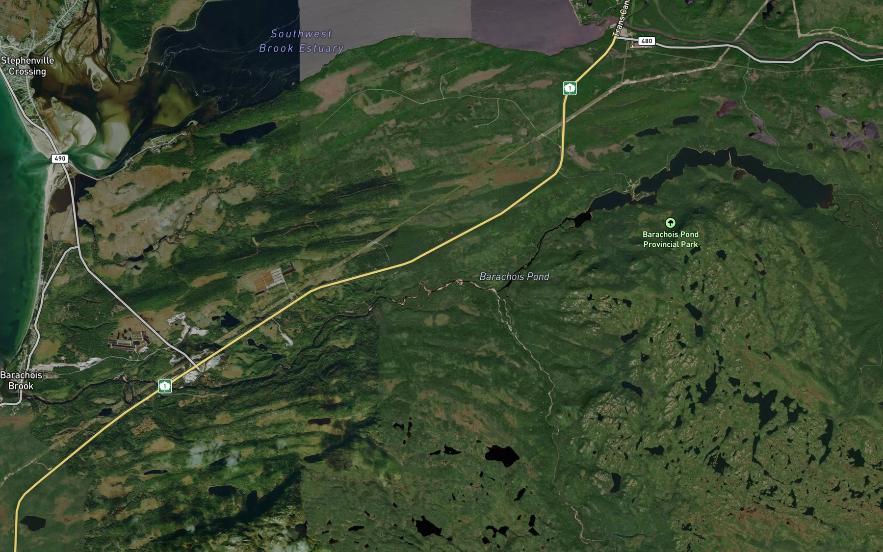 Satellite map of the Birchy Brook