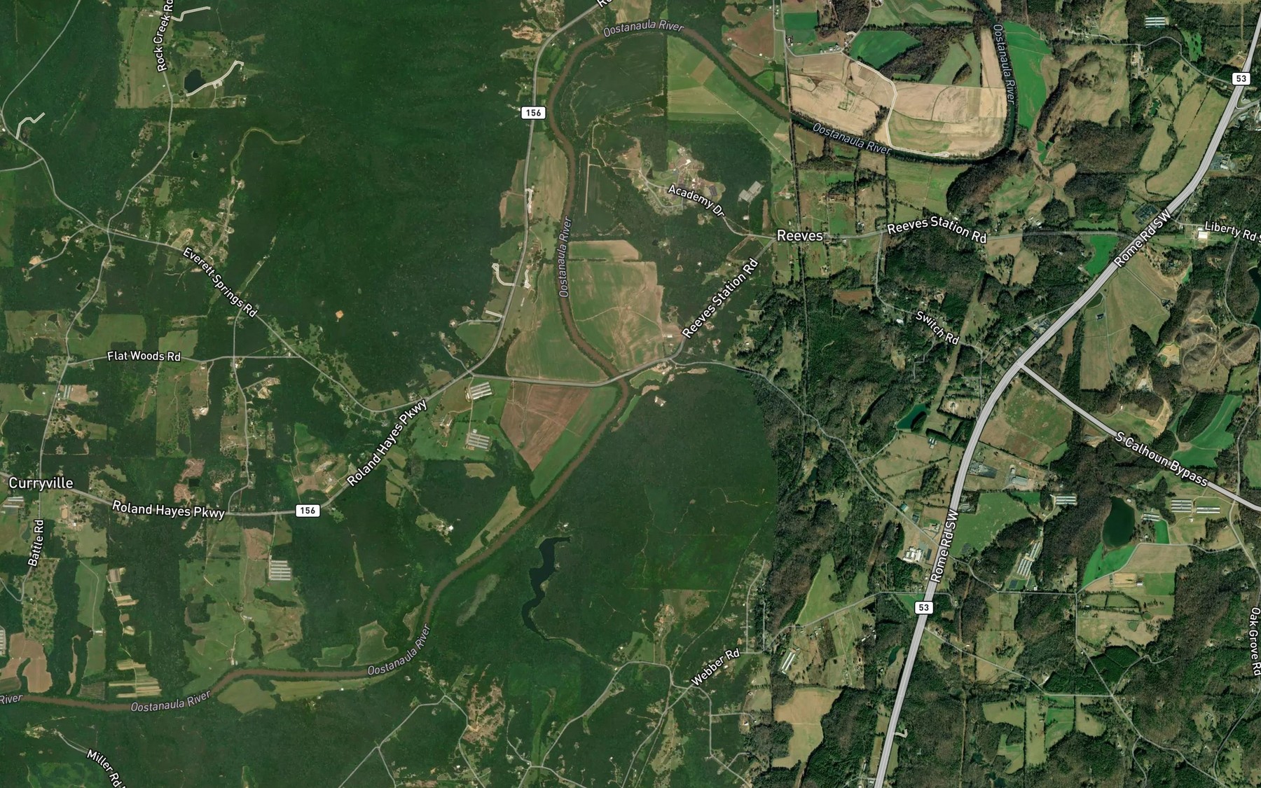 Satellite map of the Robbins Creek