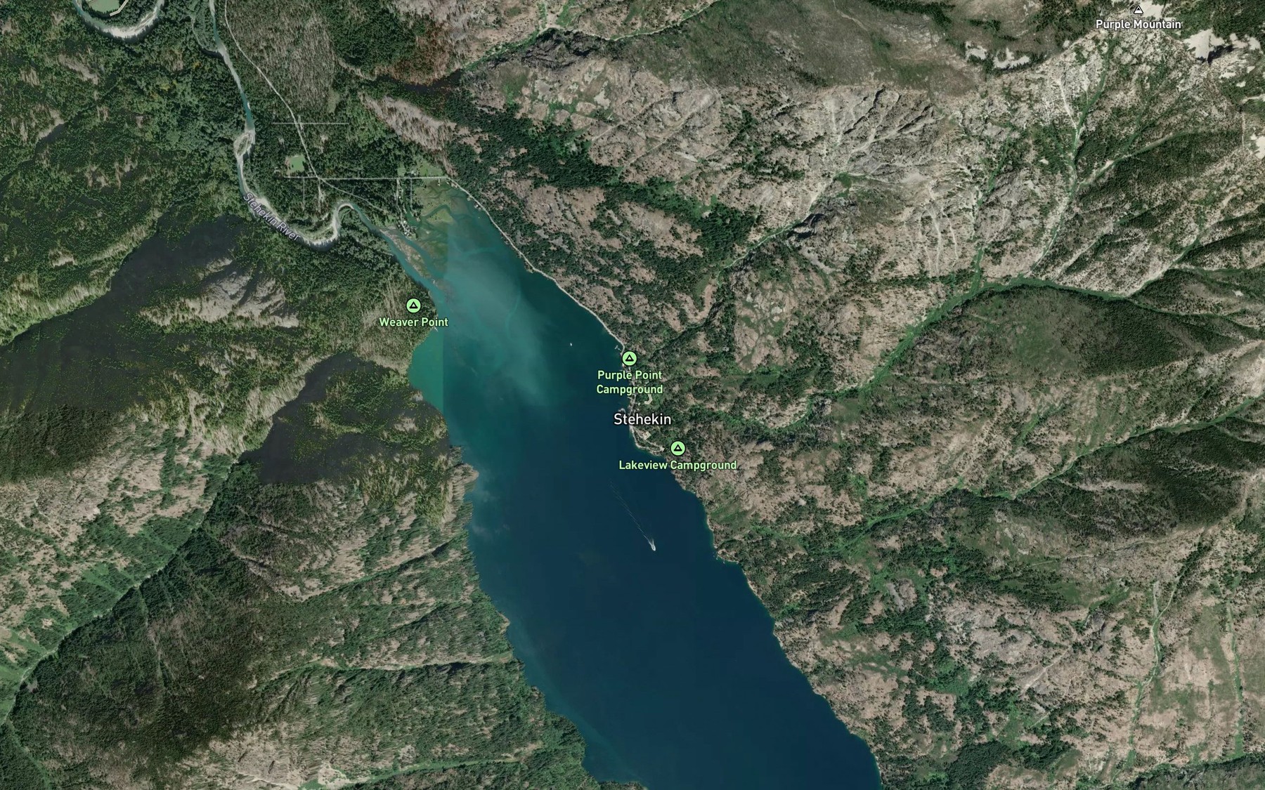 Satellite map of the Purple Creek