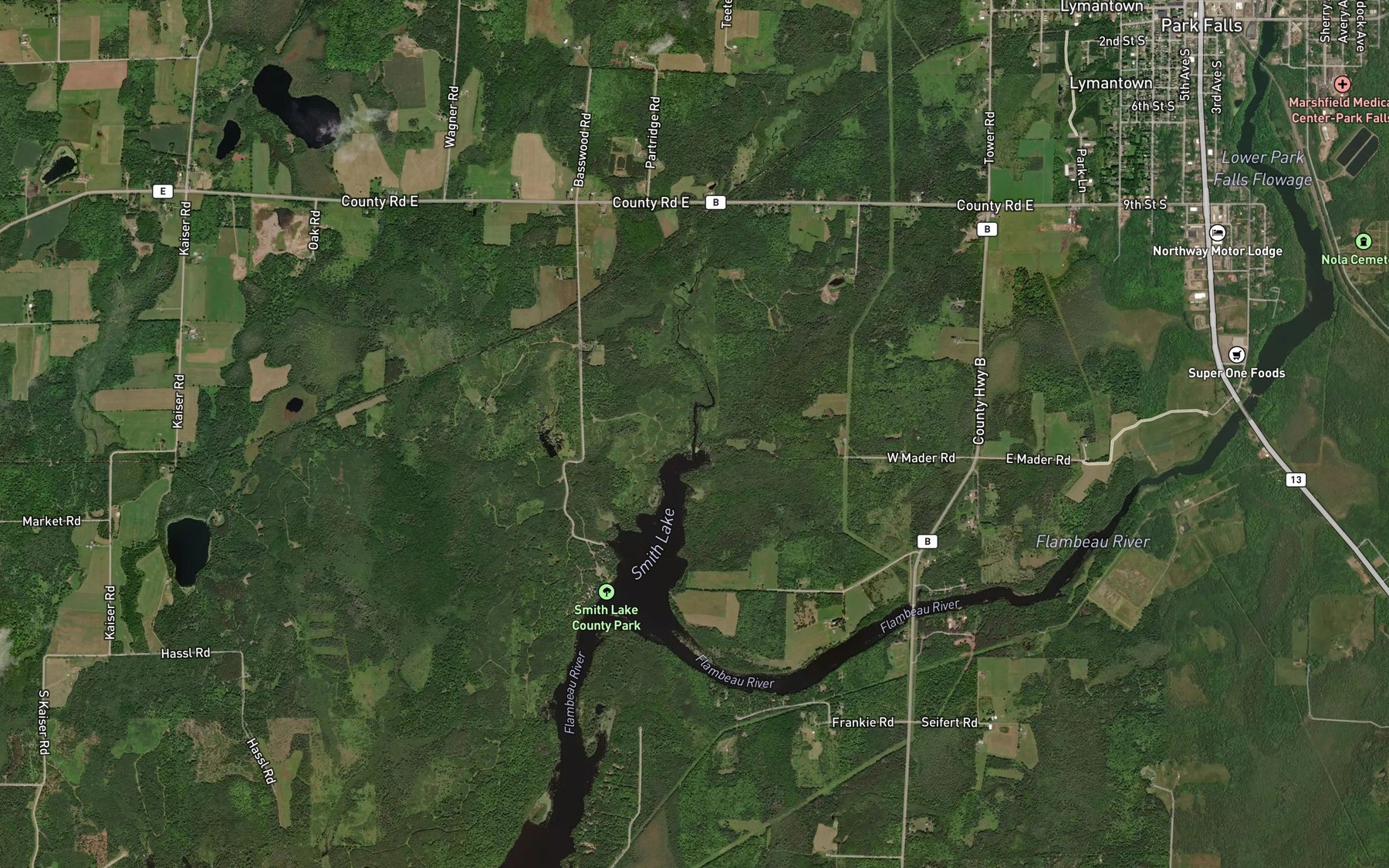 Satellite map of the Smith Creek